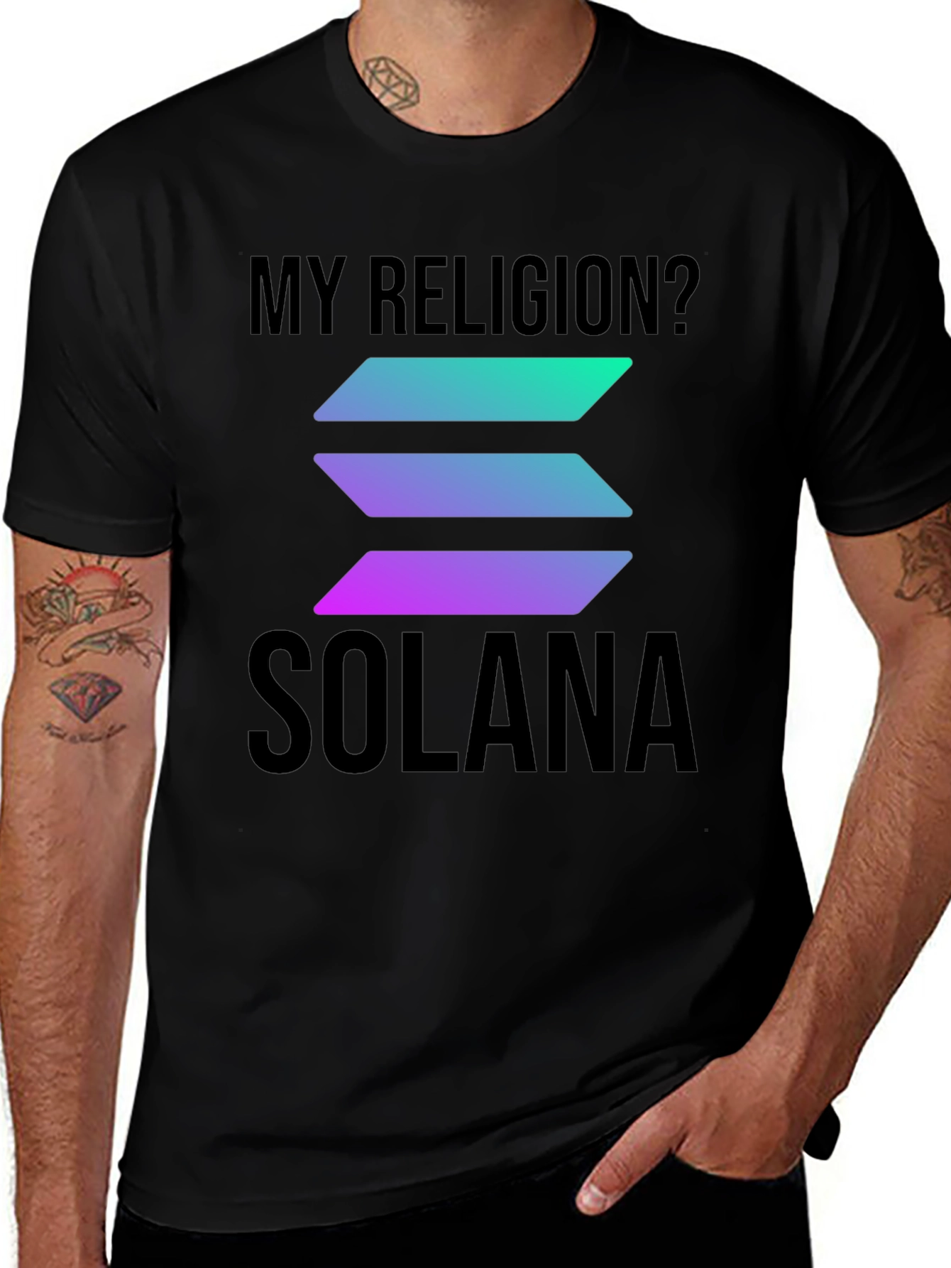 Variant 21 of Solana Crypto T-Shirt - My Religion?