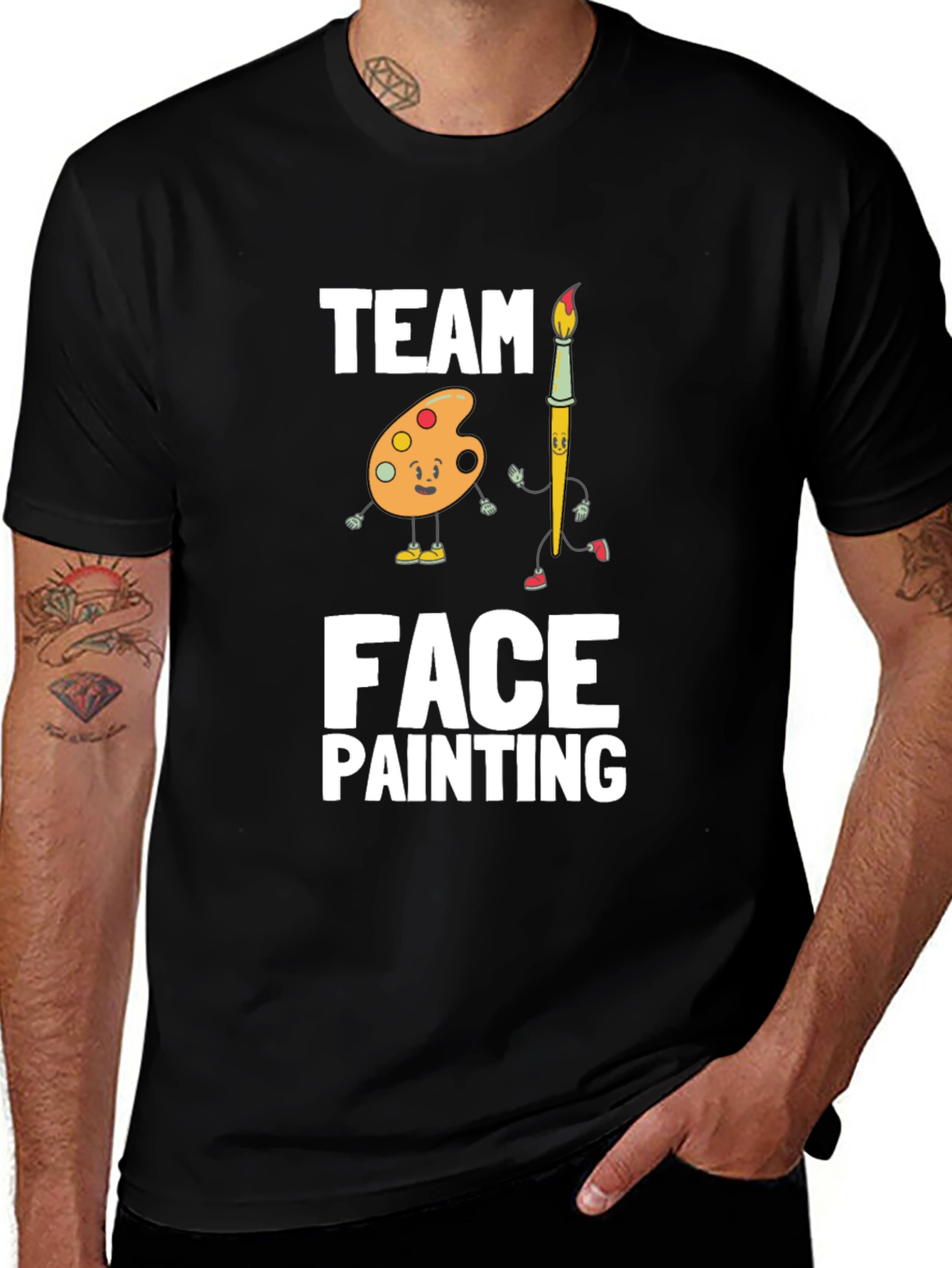 Variant 27 of Team Face Painting Crew T-Shirt - Artist Palette Brush Design