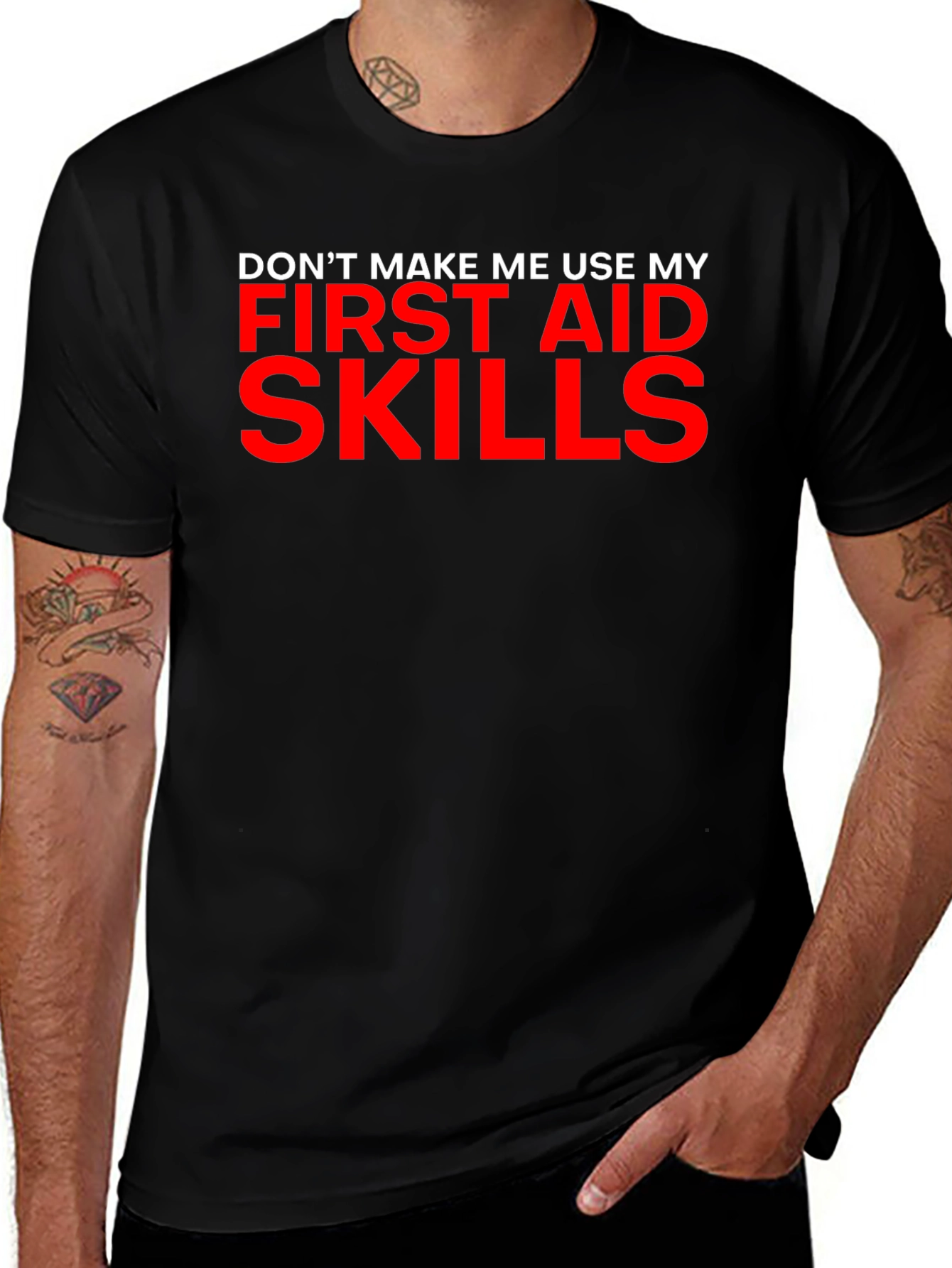 Variant 27 of Funny First Aid Skills Black T-Shirt