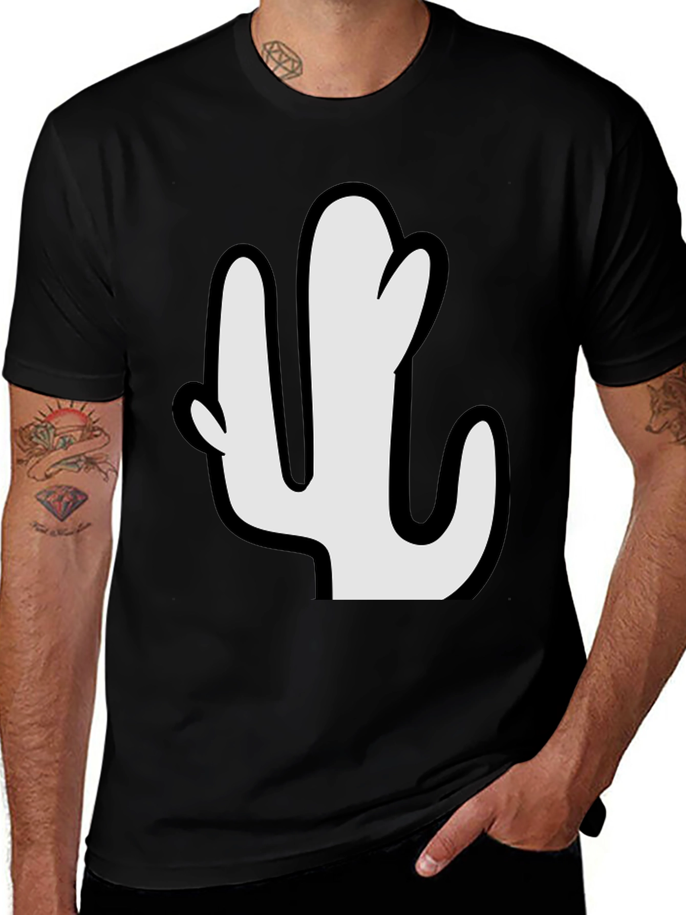 Variant 11 of Cactus Graphic Tee - Stylish Black T-Shirt
