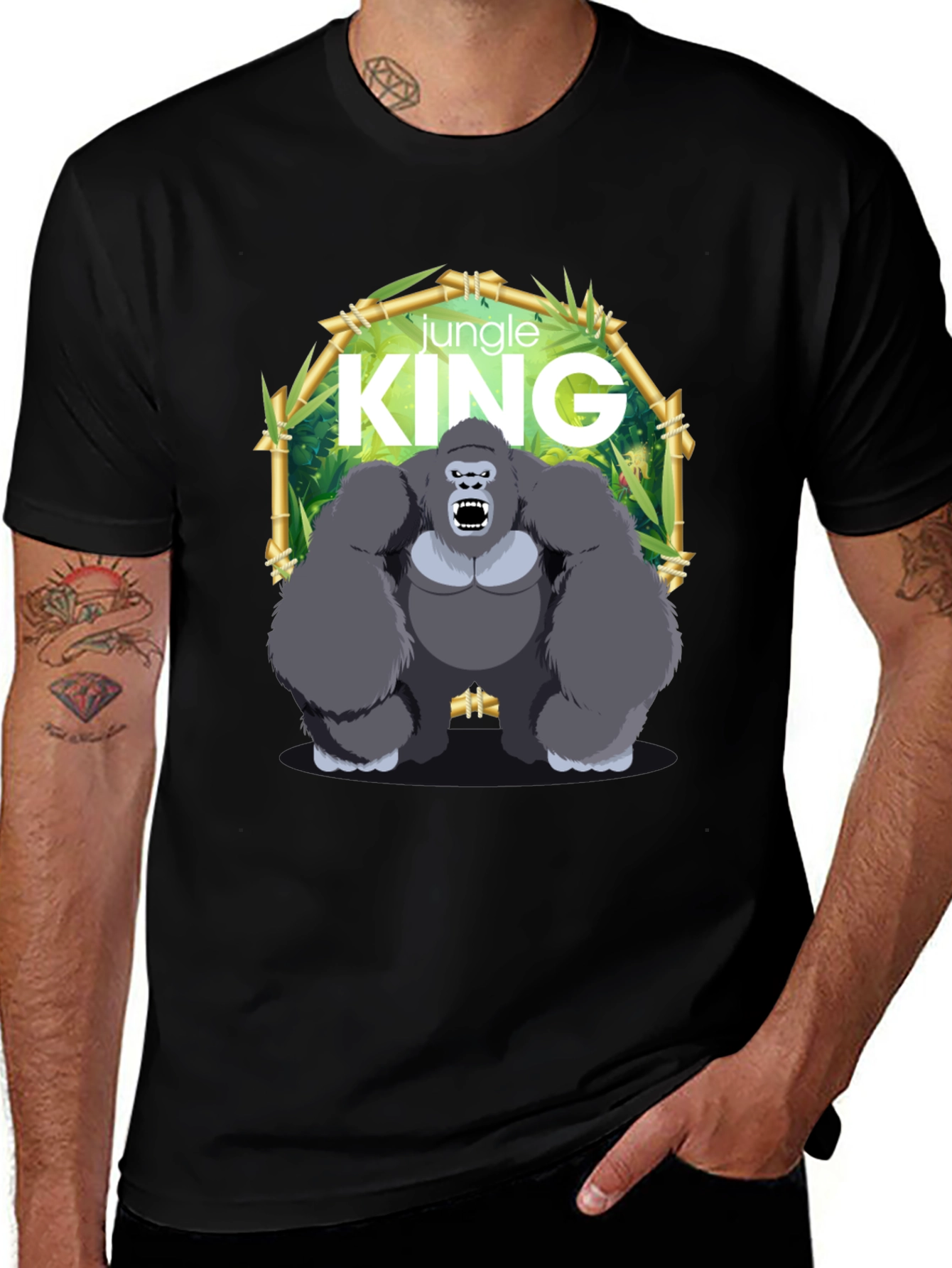Black Jungle King Gorilla Graphic Black T-Shirt main image