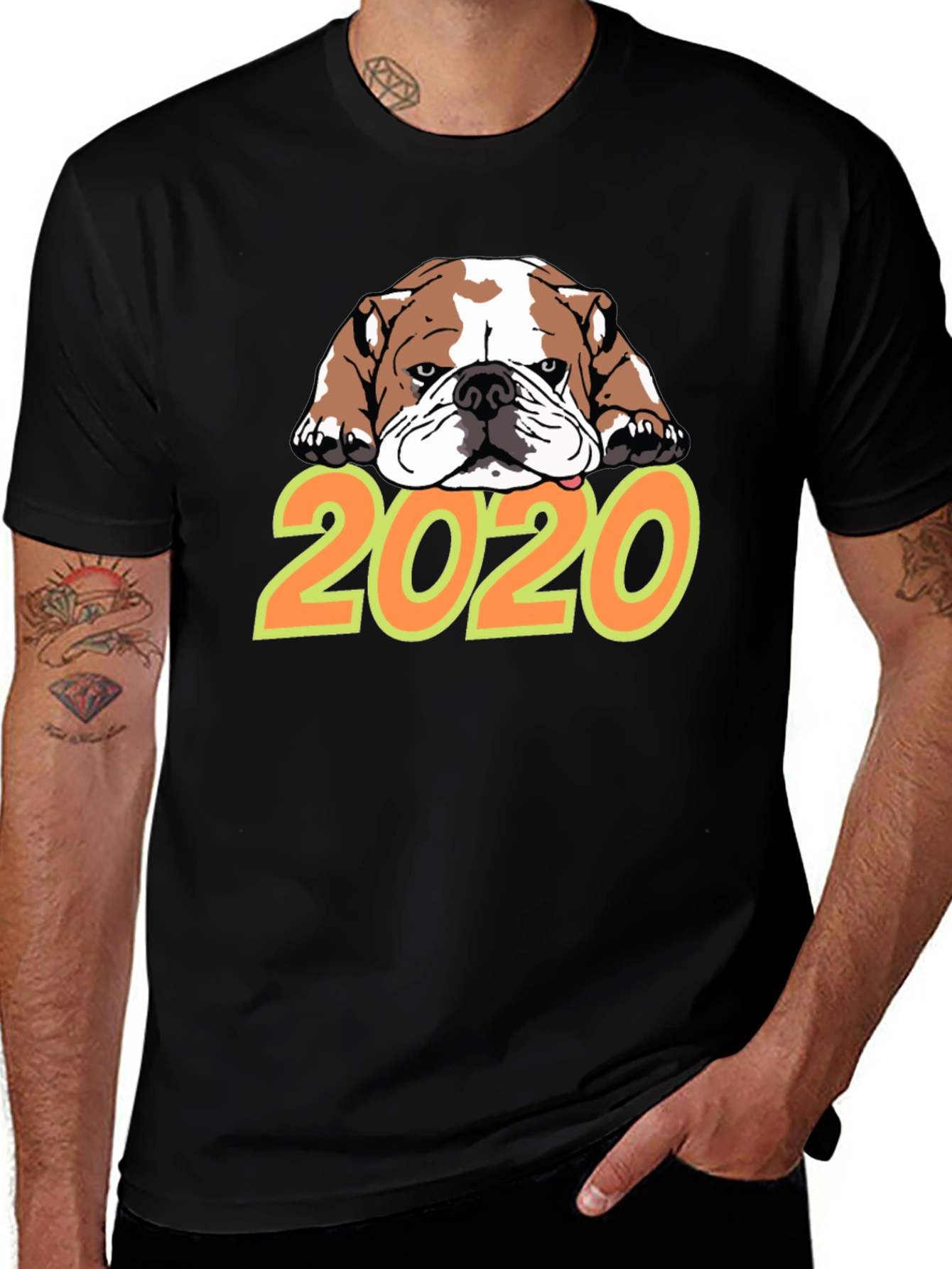 Variant 24 of Bulldog 2020 Graphic Tee - Black Crew Neck