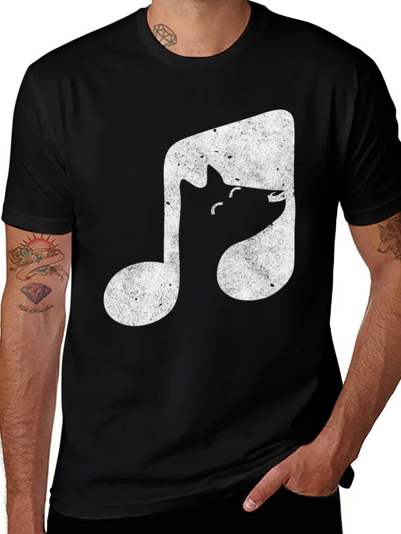 Variant 30 of Musical Wolf Black T-Shirt - Unique Design