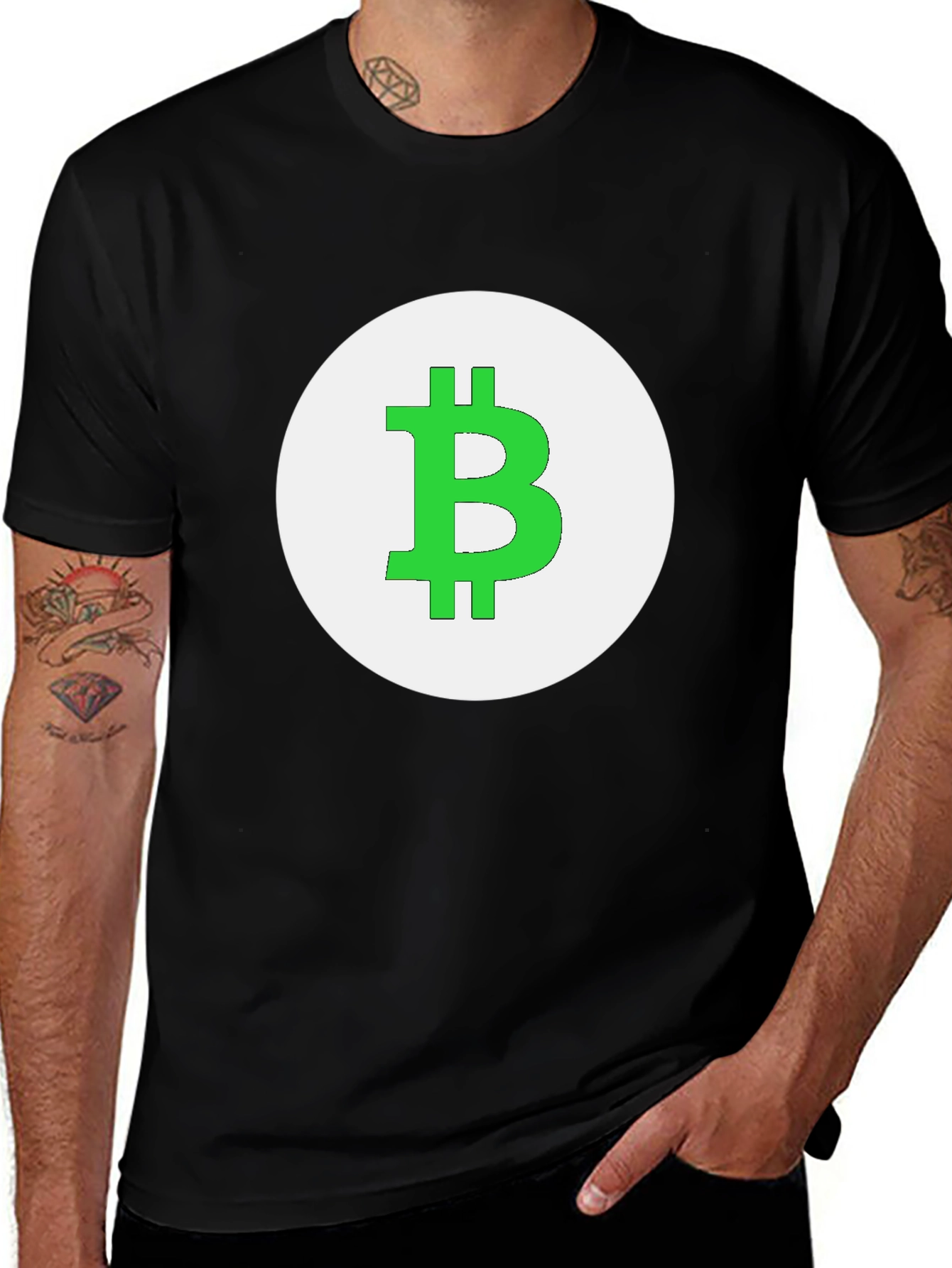 Bitcoin Logo Graphic Tee - Black Cotton T-Shirt
