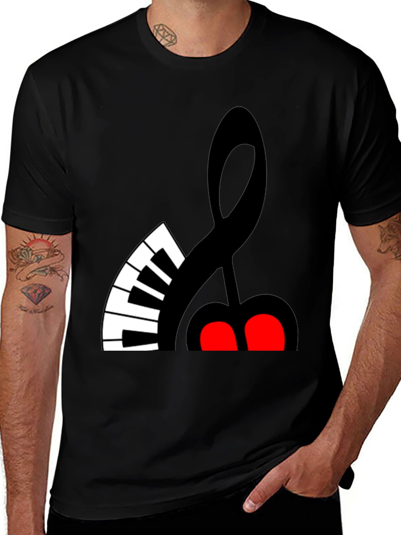 Variant 11 of Musical Graphic Tee - Piano & Treble Clef Design