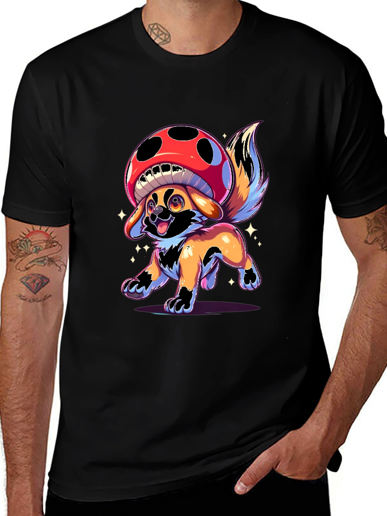 Variant 27 of Mushroom Dog Graphic T-Shirt - Fun Cartoon Design