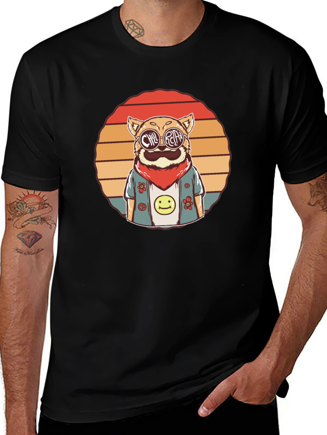 Variant 7 of Cool Cat Graphic T-Shirt - Chill Retro Design