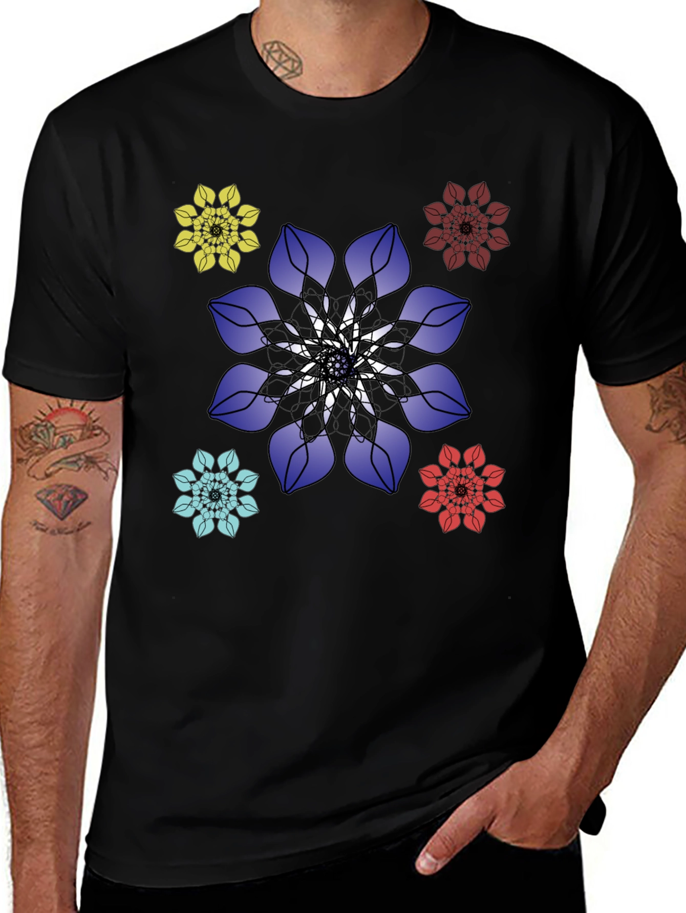 Variant 19 of Floral Mandala Graphic Print Men's T-Shirt