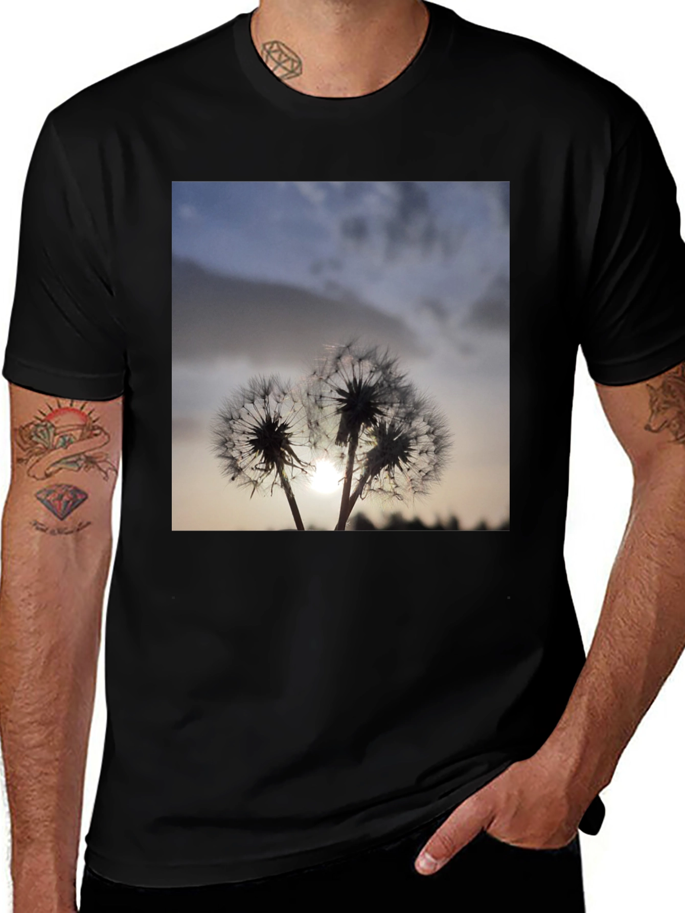 Variant 22 of Dandelion Silhouette T-Shirt - Stylish Black Tee