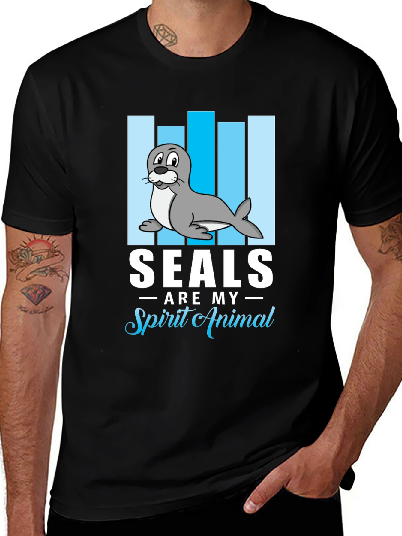 Variant 28 of Seals Are My Spirit Animal Black Graphic Tee