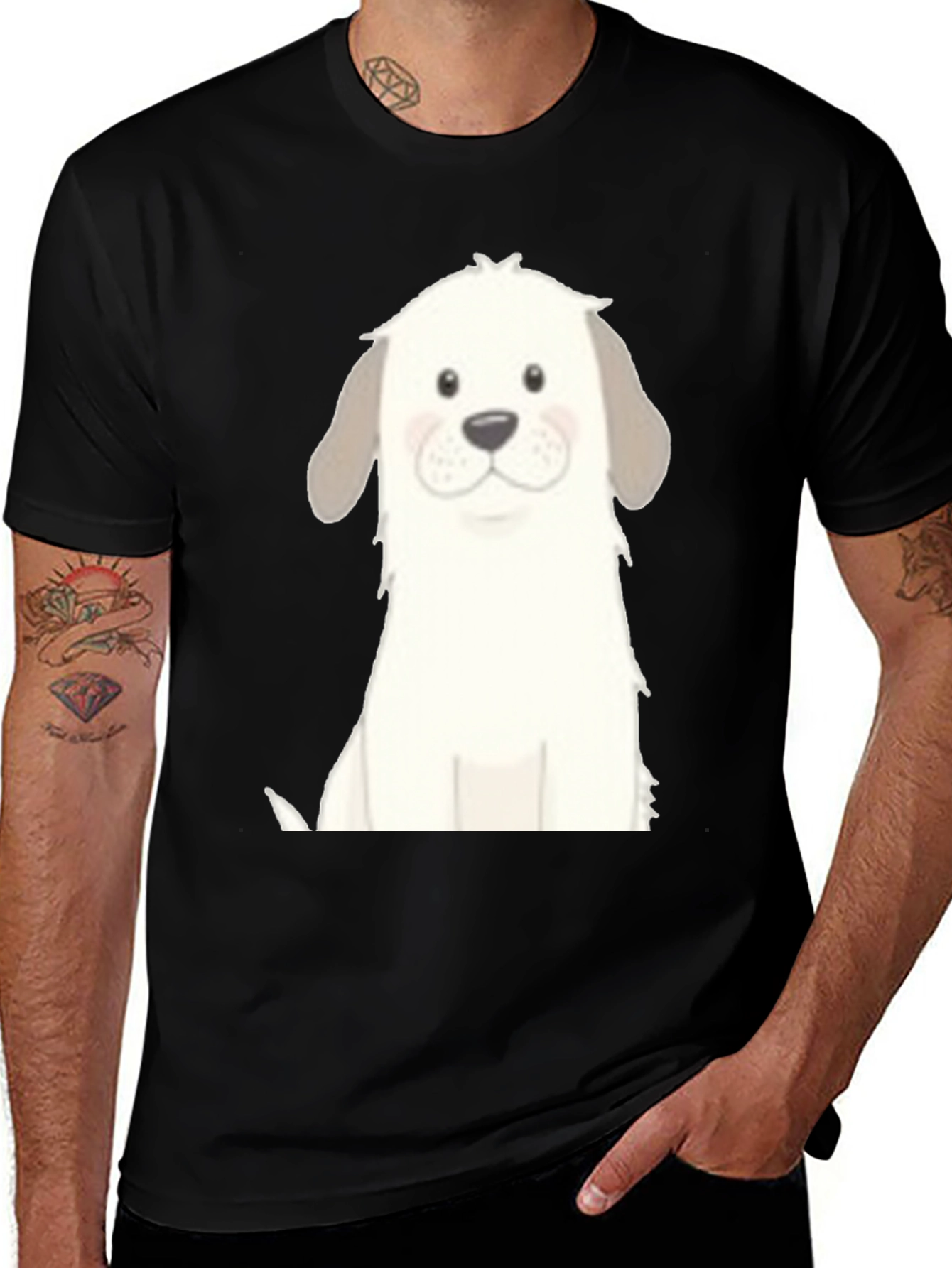 Variant 9 of Cute Dog Graphic Black T-Shirt