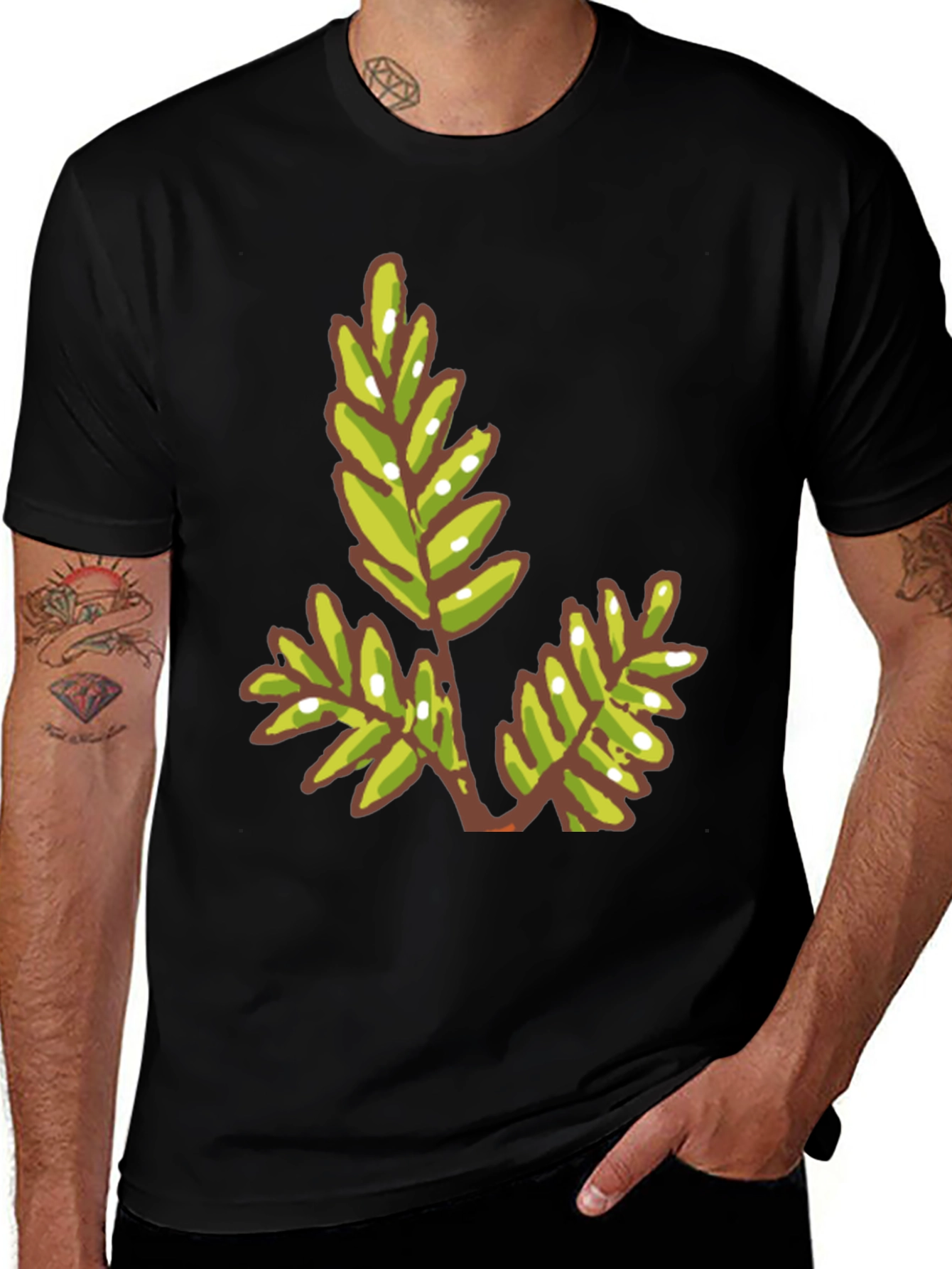Variant 14 of Green Leaf Graphic Tee - Modern Casual Style