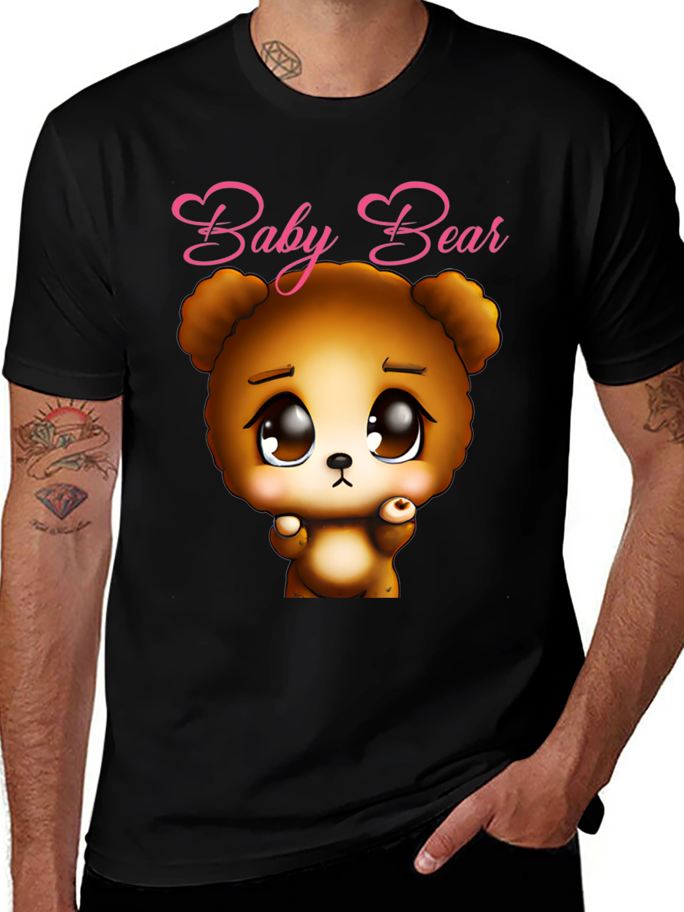 Variant 11 of Cute Baby Bear Graphic Tee - Soft Cotton Black T-Shirt