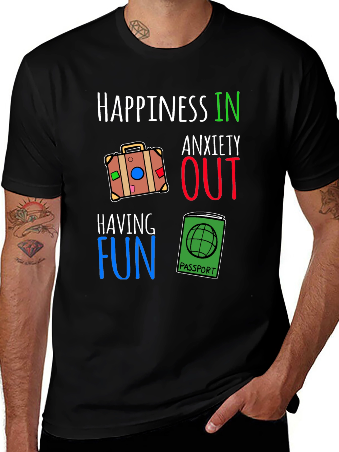 Variant 16 of Happiness In, Anxiety Out Travel T-Shirt