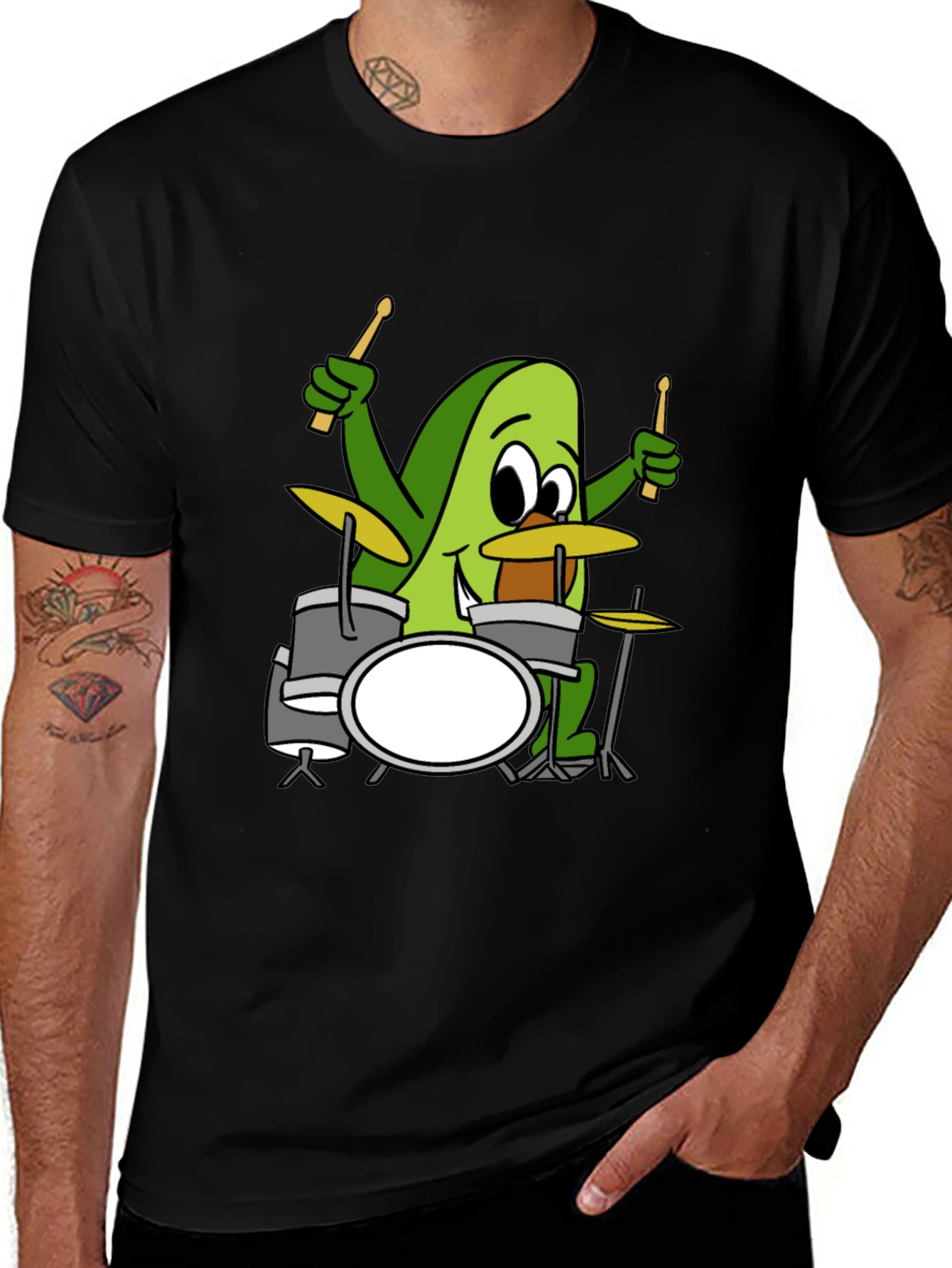 Variant 18 of Avocado Drummer T-Shirt - Funny Music Tee