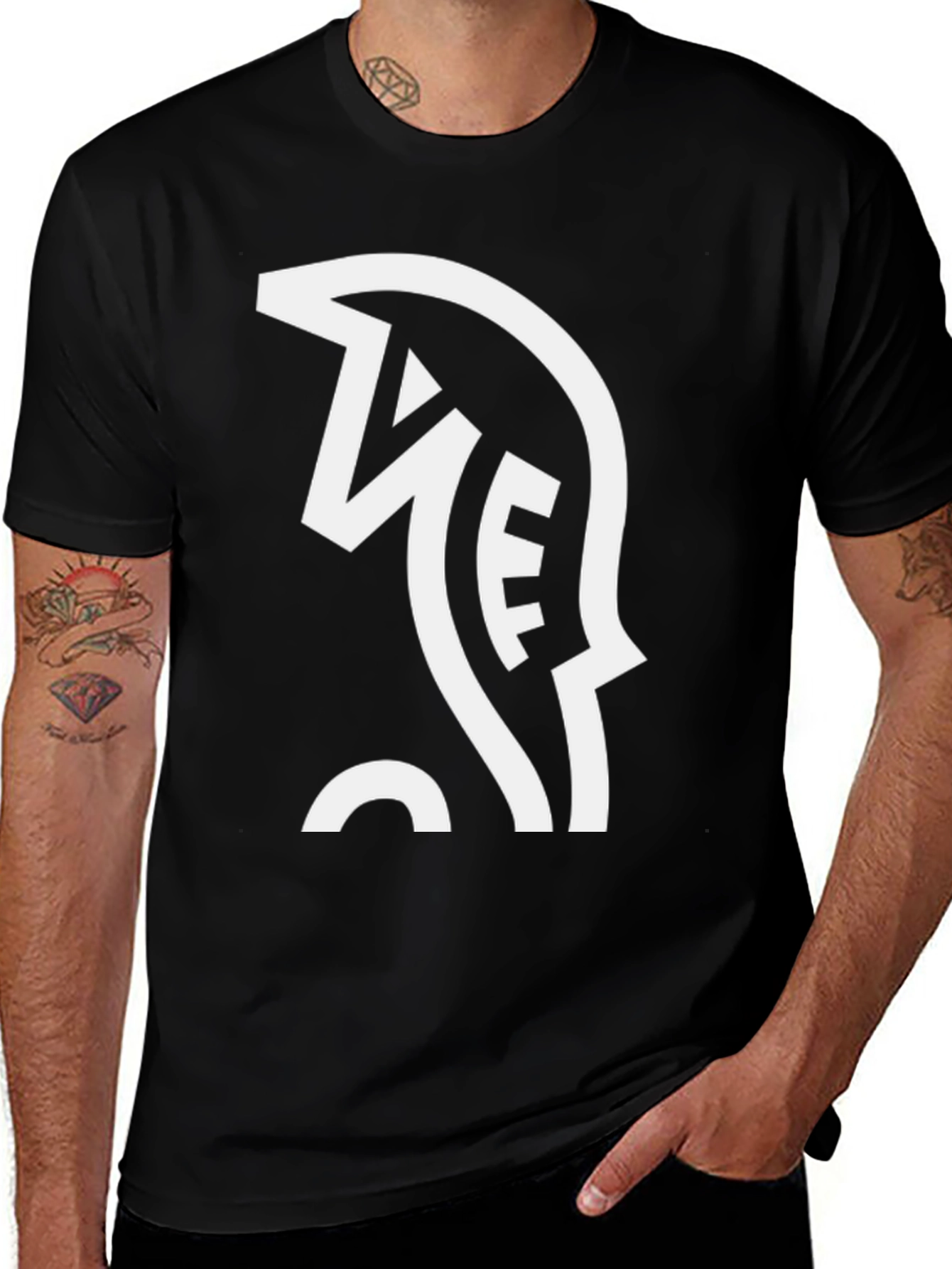 Variant 23 of Modern Art Black T-Shirt: Abstract Face Graphic Tee