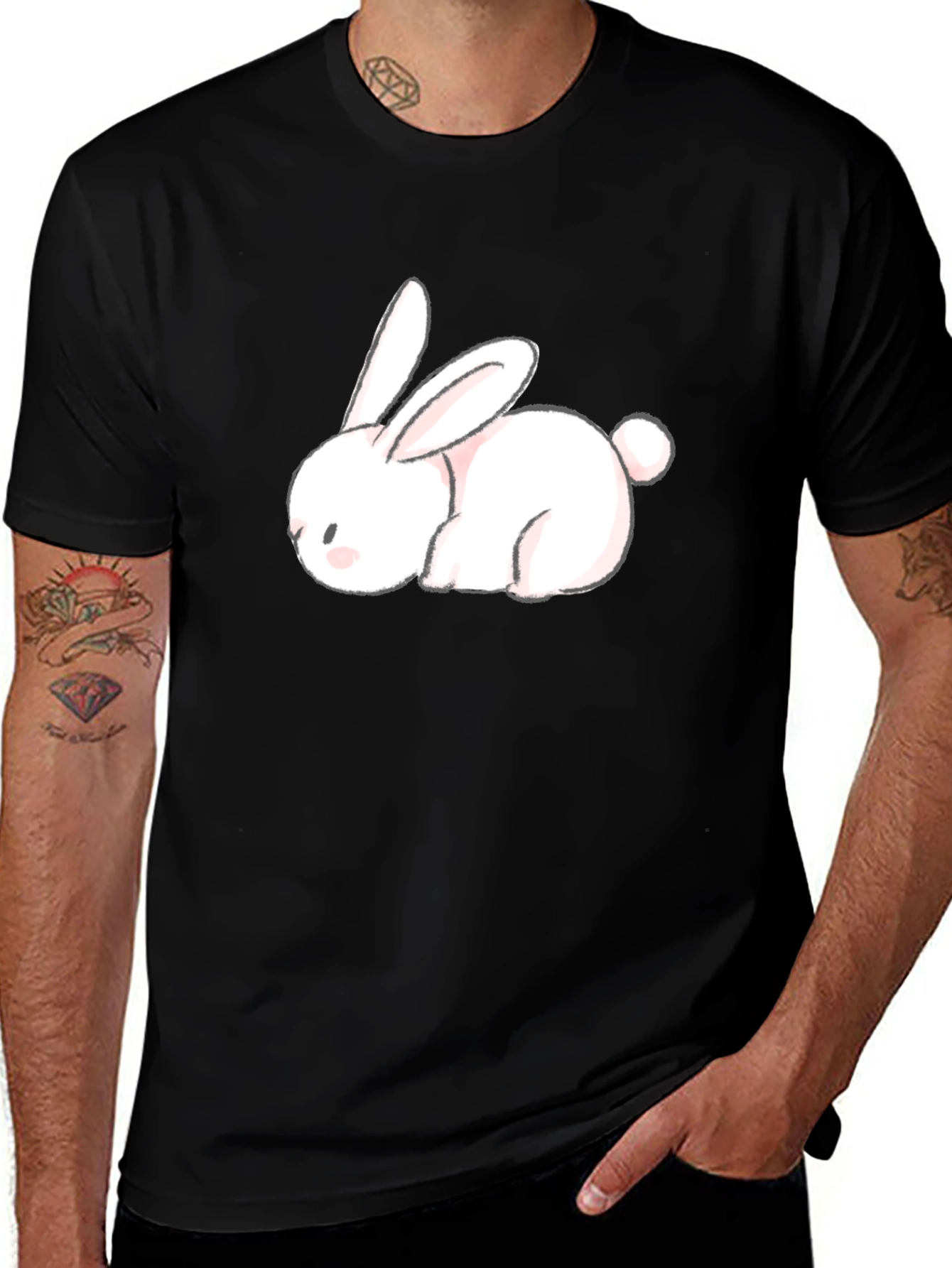 Variant 15 of Cute Bunny Black T-Shirt