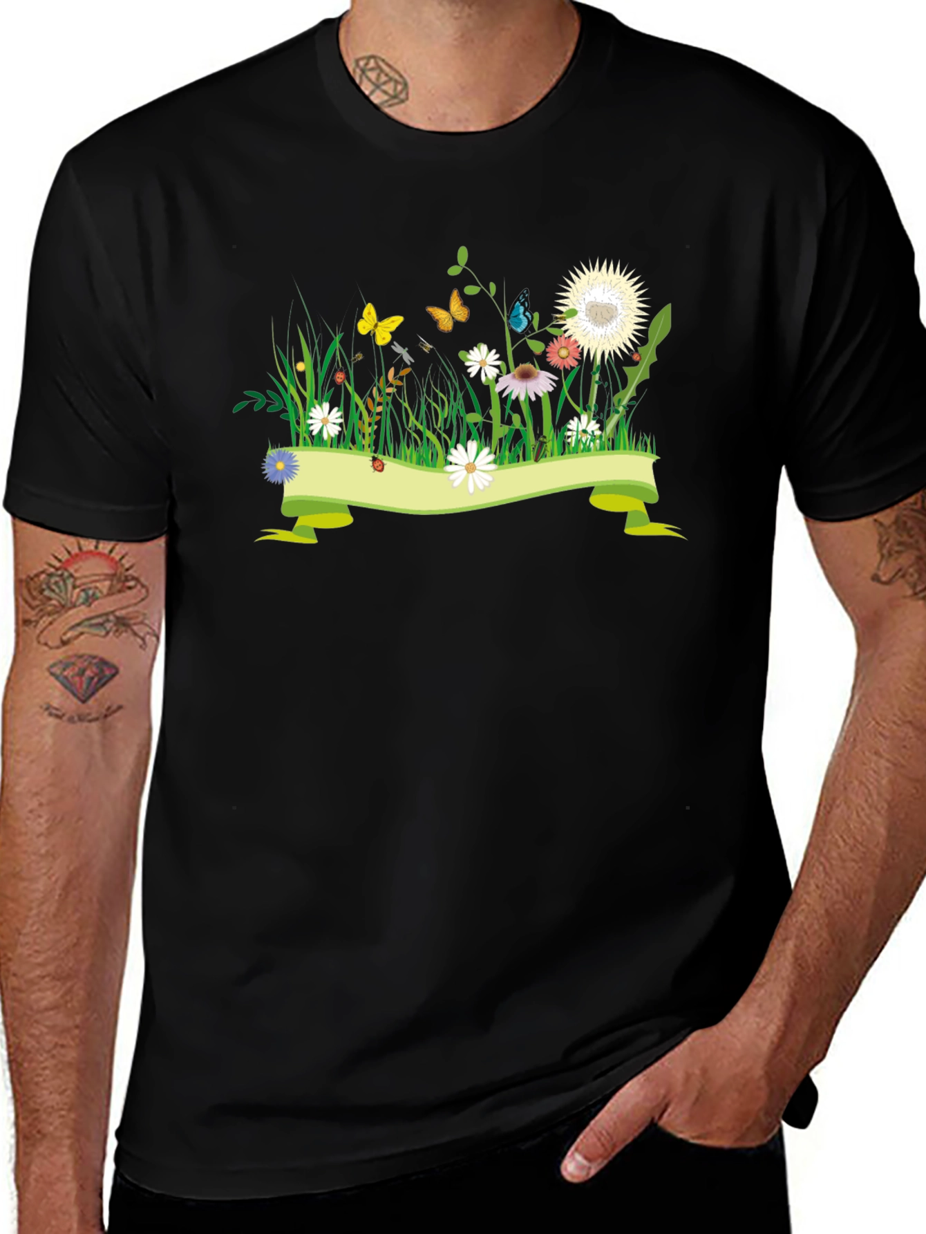 Variant 17 of Nature Meadow Graphic Black Tee