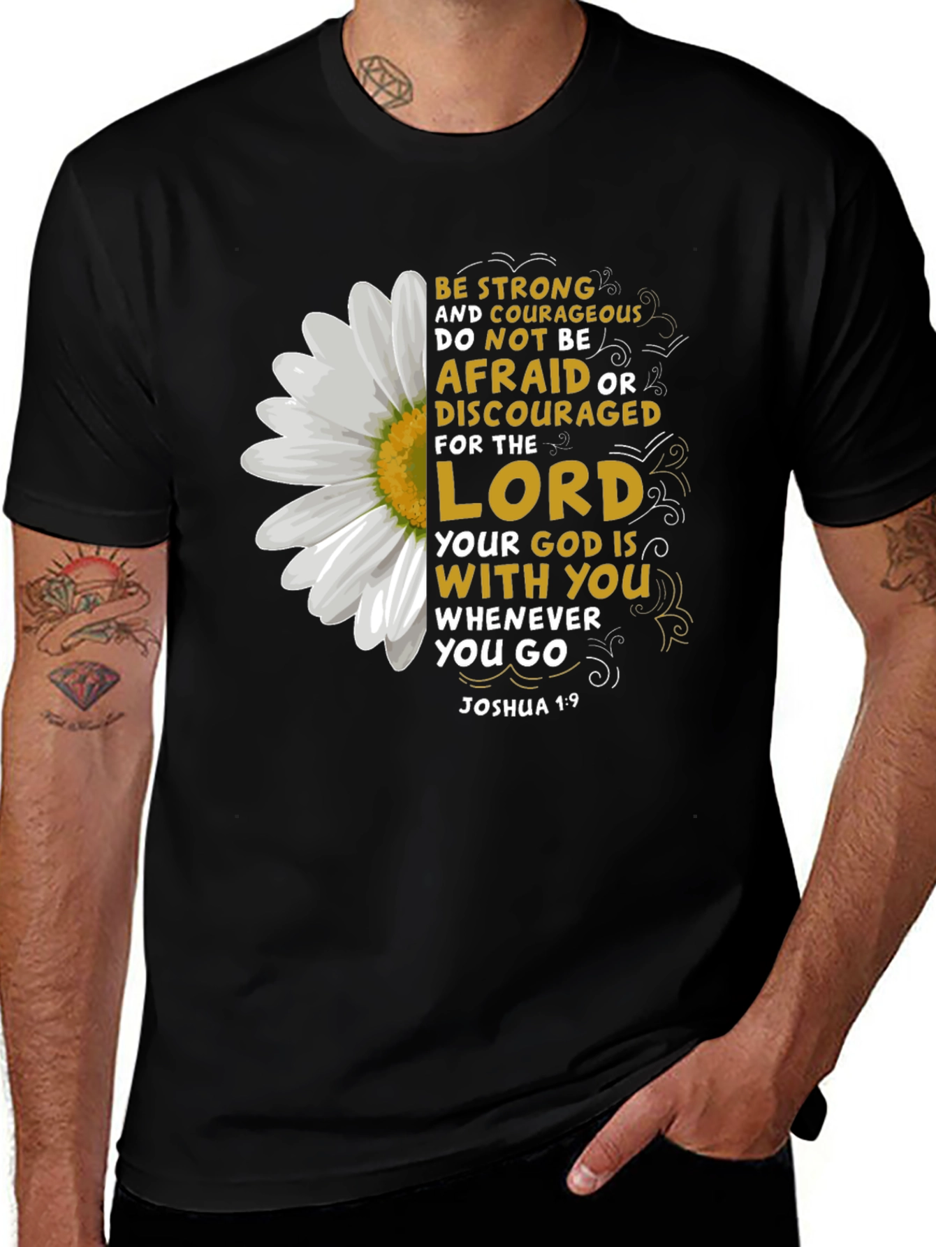 Be Strong and Courageous Daisy Christian T-Shirt