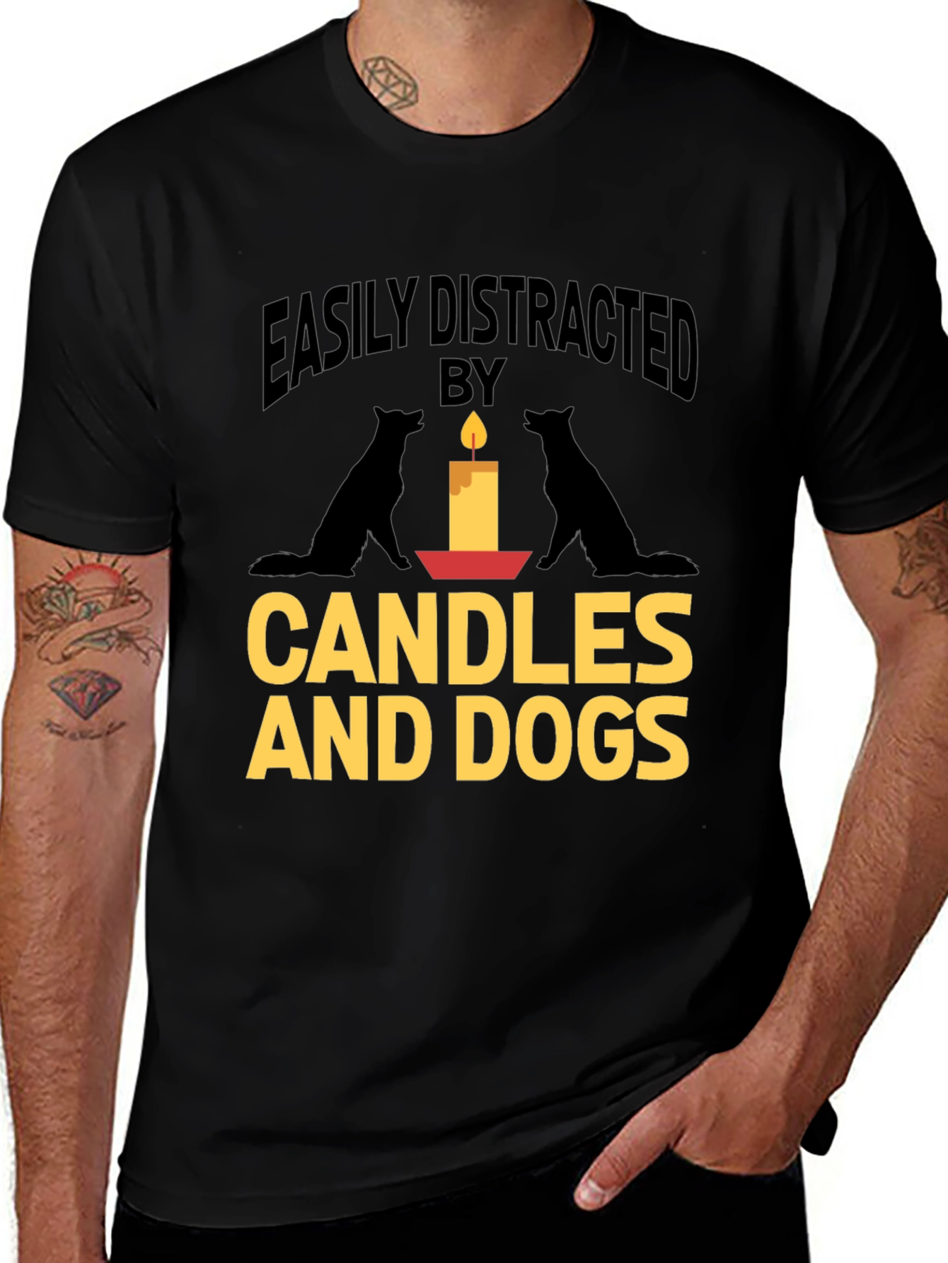 Variant 10 of Easily Distracted By Dogs and Candles Graphic Tee