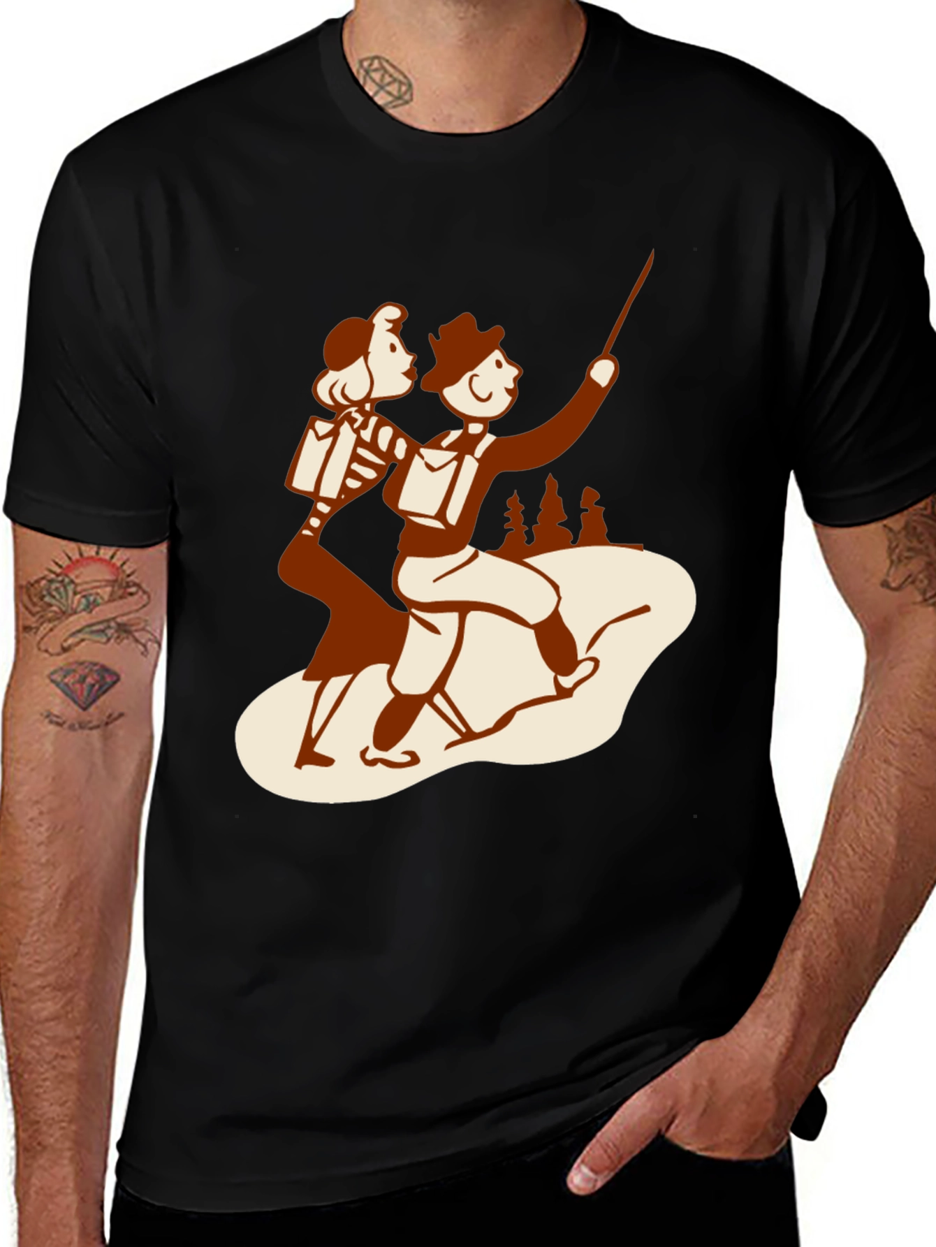 Variant 11 of Retro Hiking Couple Graphic T-Shirt