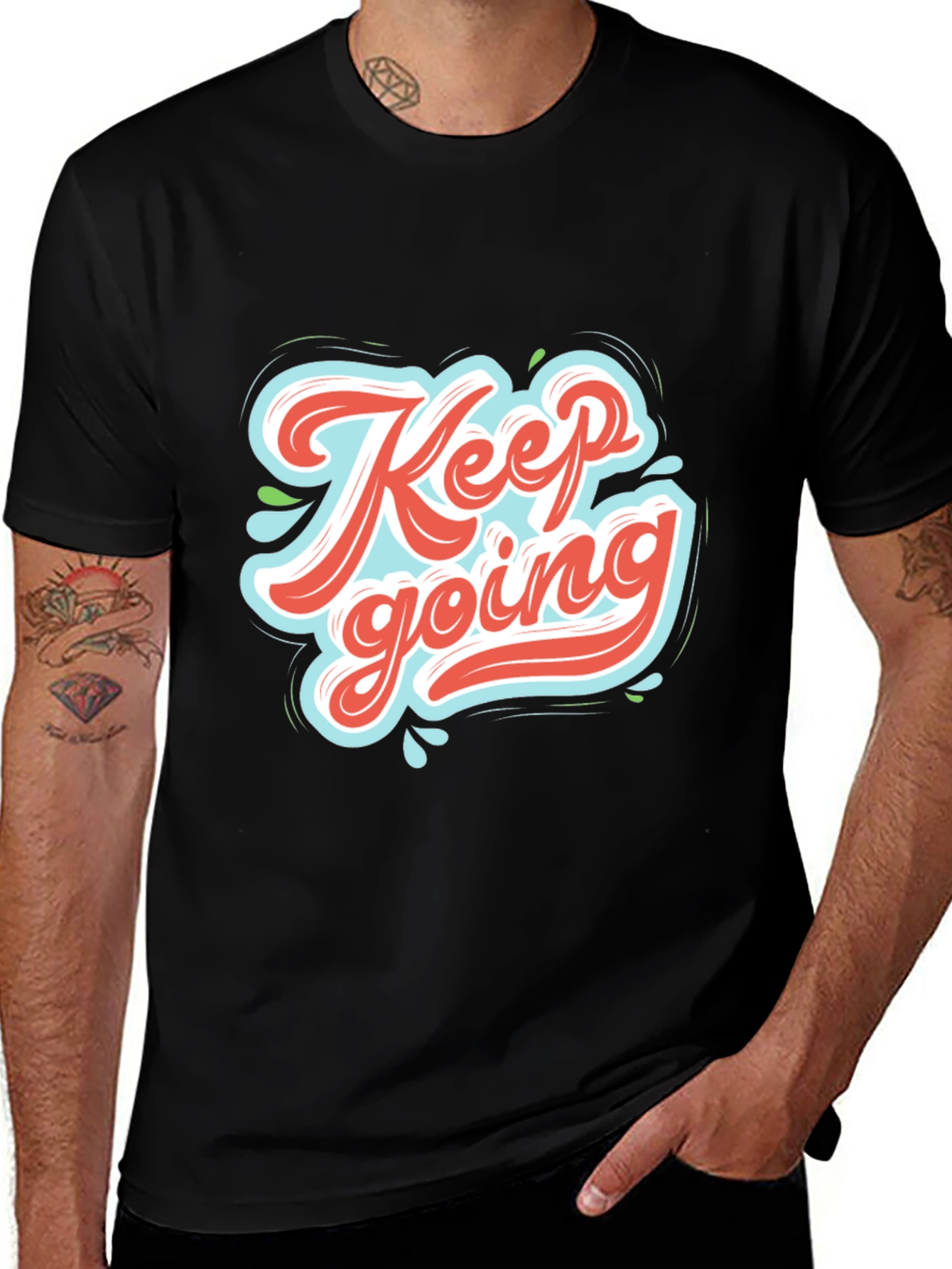 Variant 16 of Keep Going Graphic Tee - Motivational Black T-Shirt
