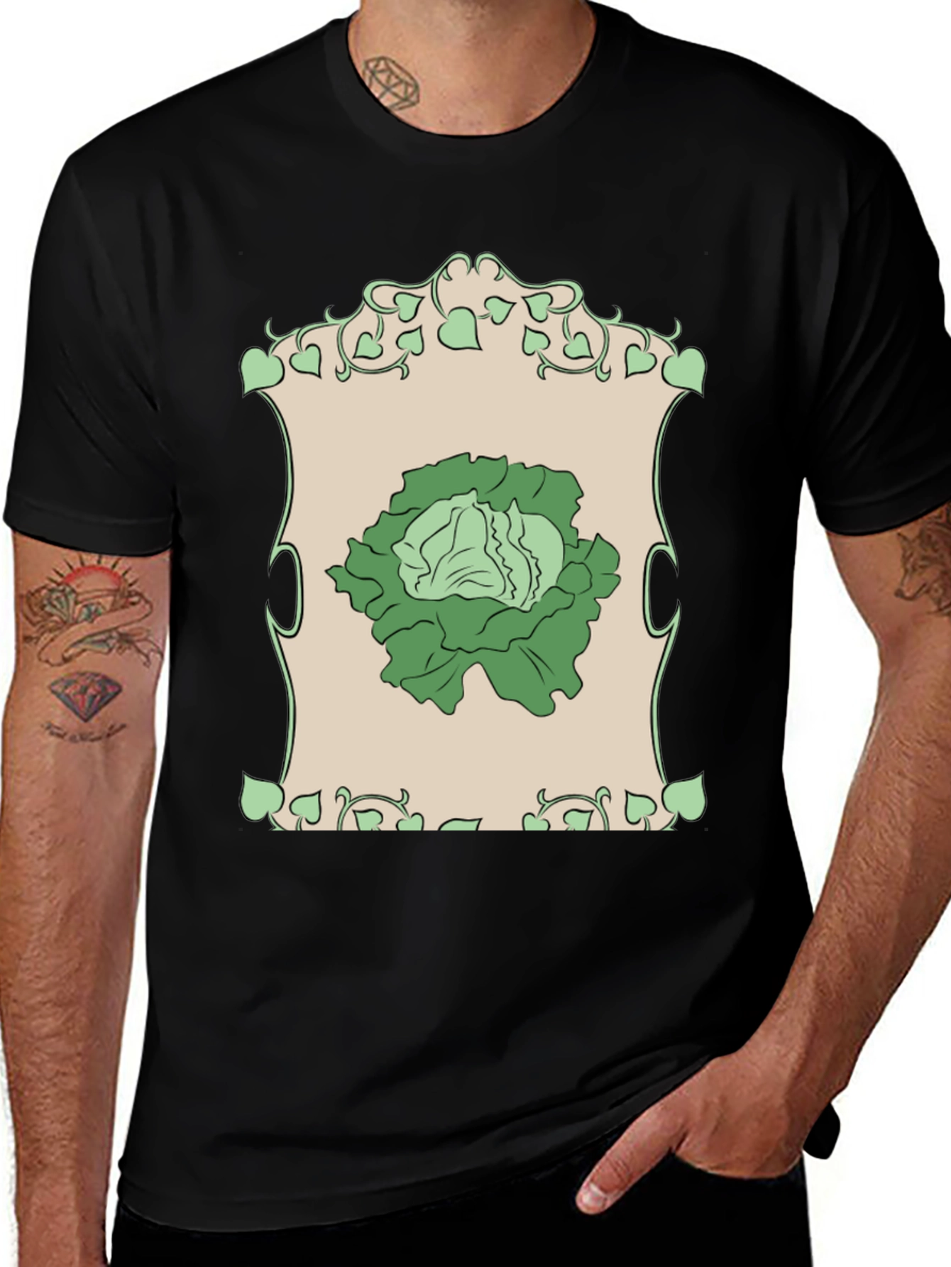 Variant 22 of Lettuce Art T-Shirt - Black Cotton Tee
