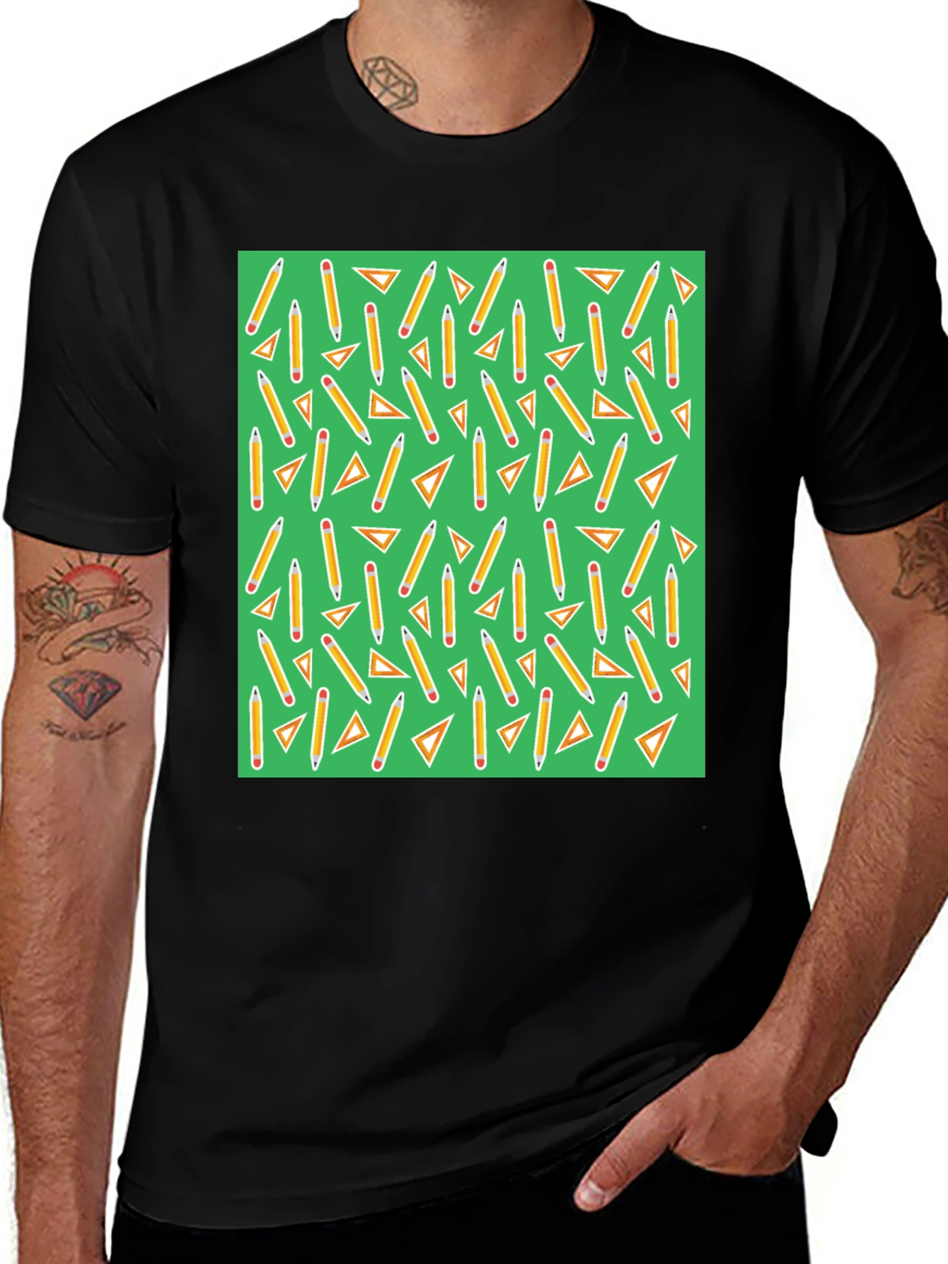 Variant 4 of Math Pencils & Triangles Pattern T-Shirt