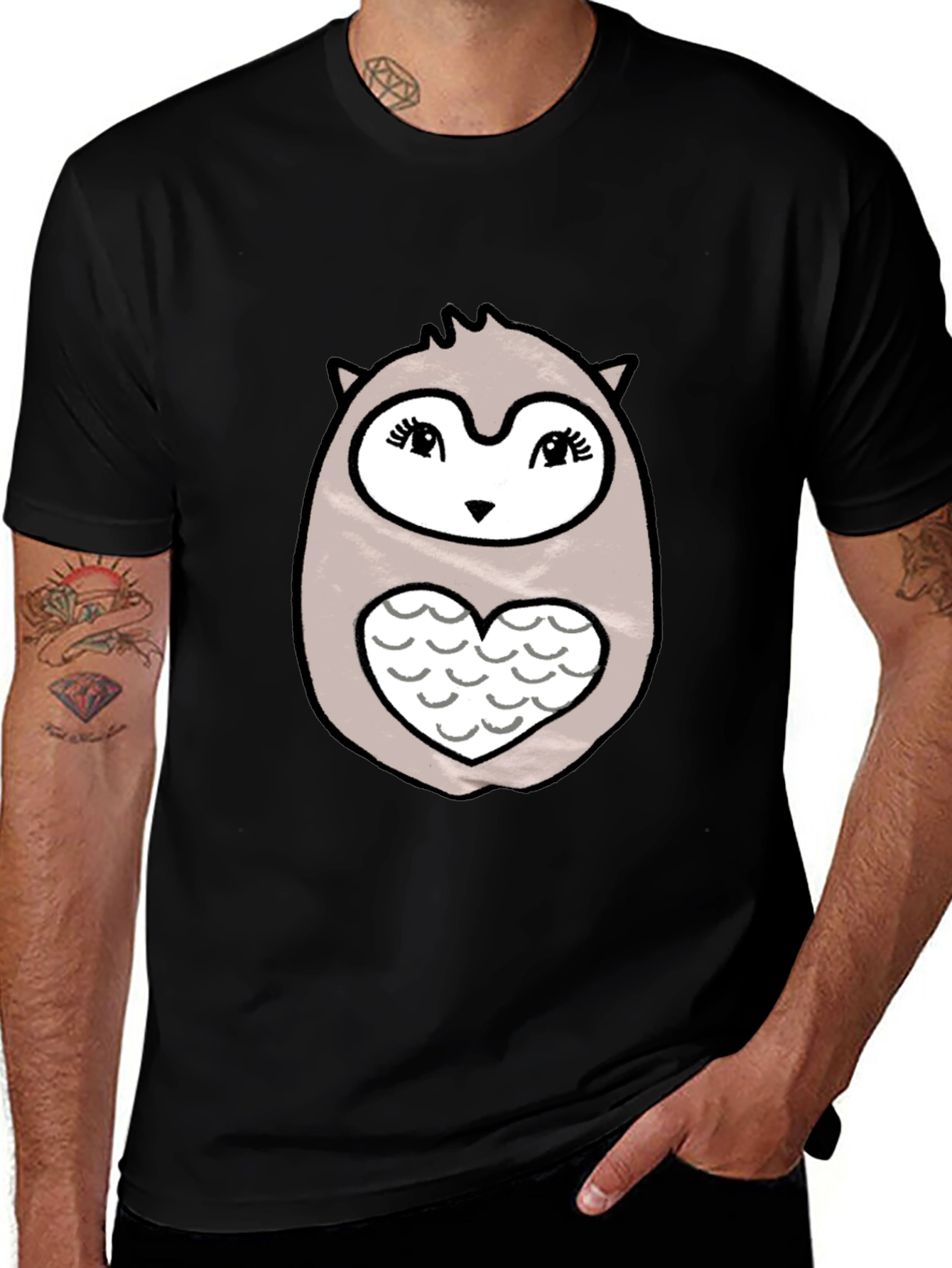 Variant 27 of Cute Owl Heart Graphic Print T-Shirt