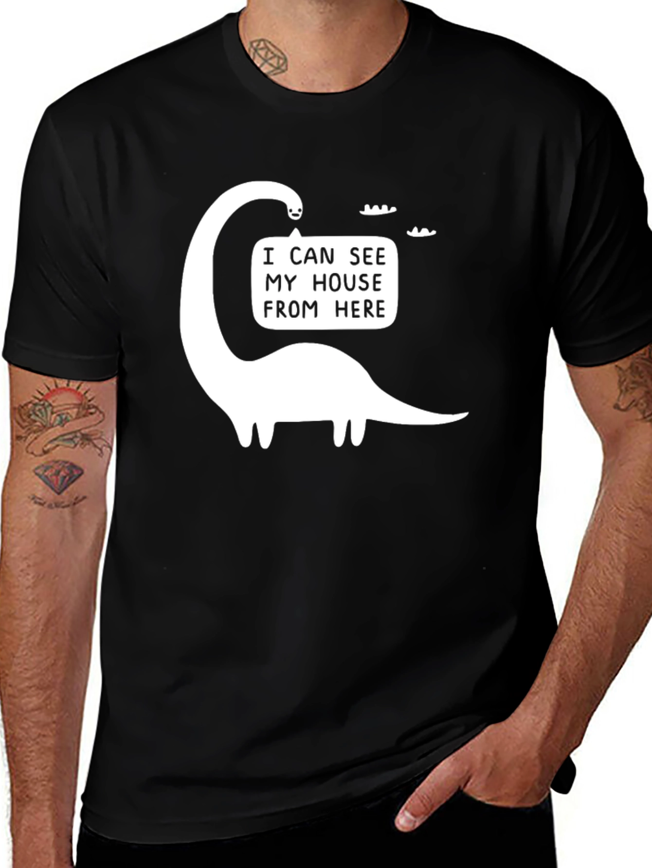 Variant 26 of Funny Dinosaur 'I Can See My House' Graphic T-Shirt