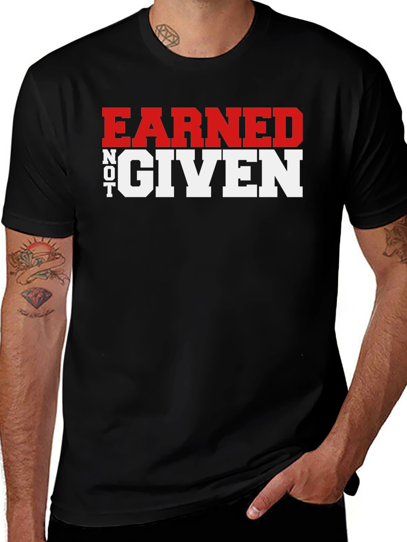 Variant 25 of Earned Not Given Graphic Tee - Black Cotton T-Shirt