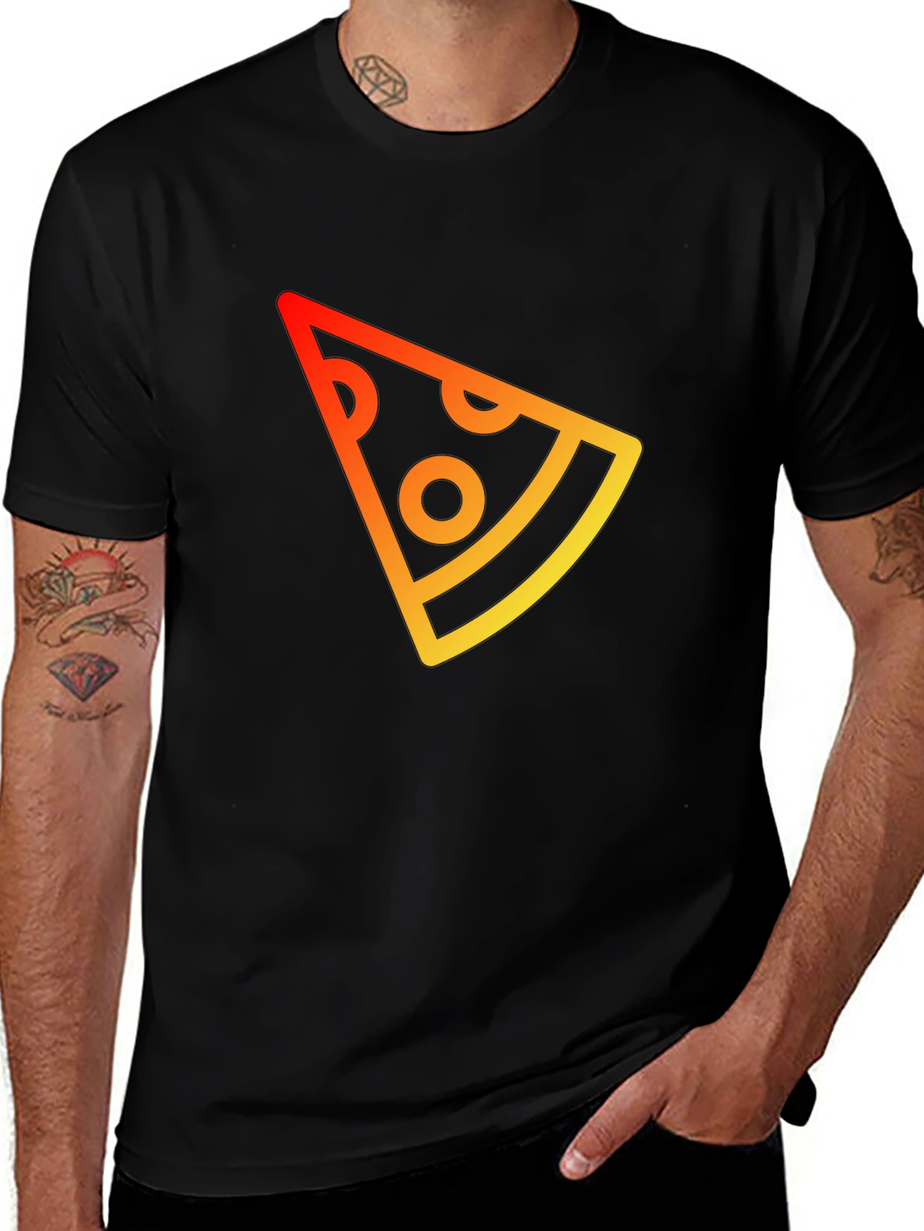 Variant 17 of Pizza Slice Graphic Tee - Casual Black T-Shirt