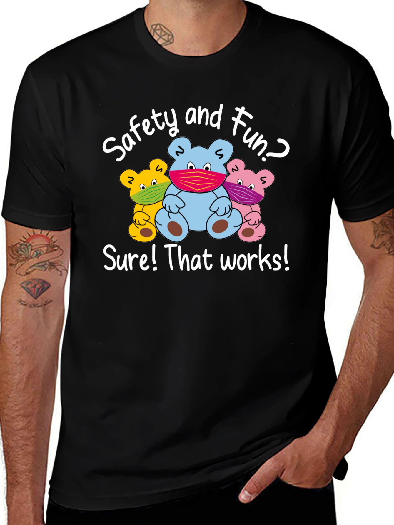 Safety First T-Shirt: Fun Bear Design