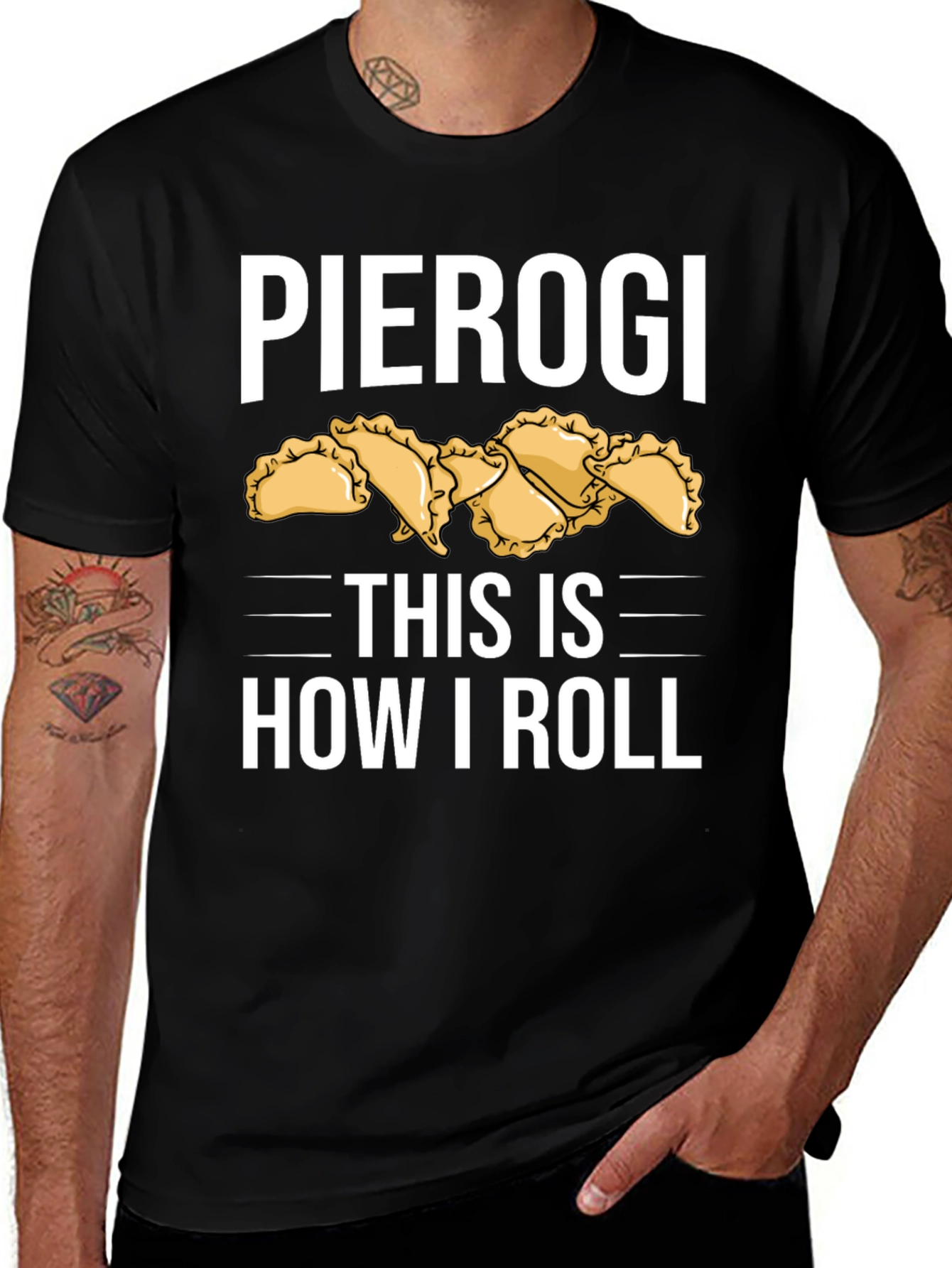 Variant 10 of Pierogi How I Roll Black T-Shirt