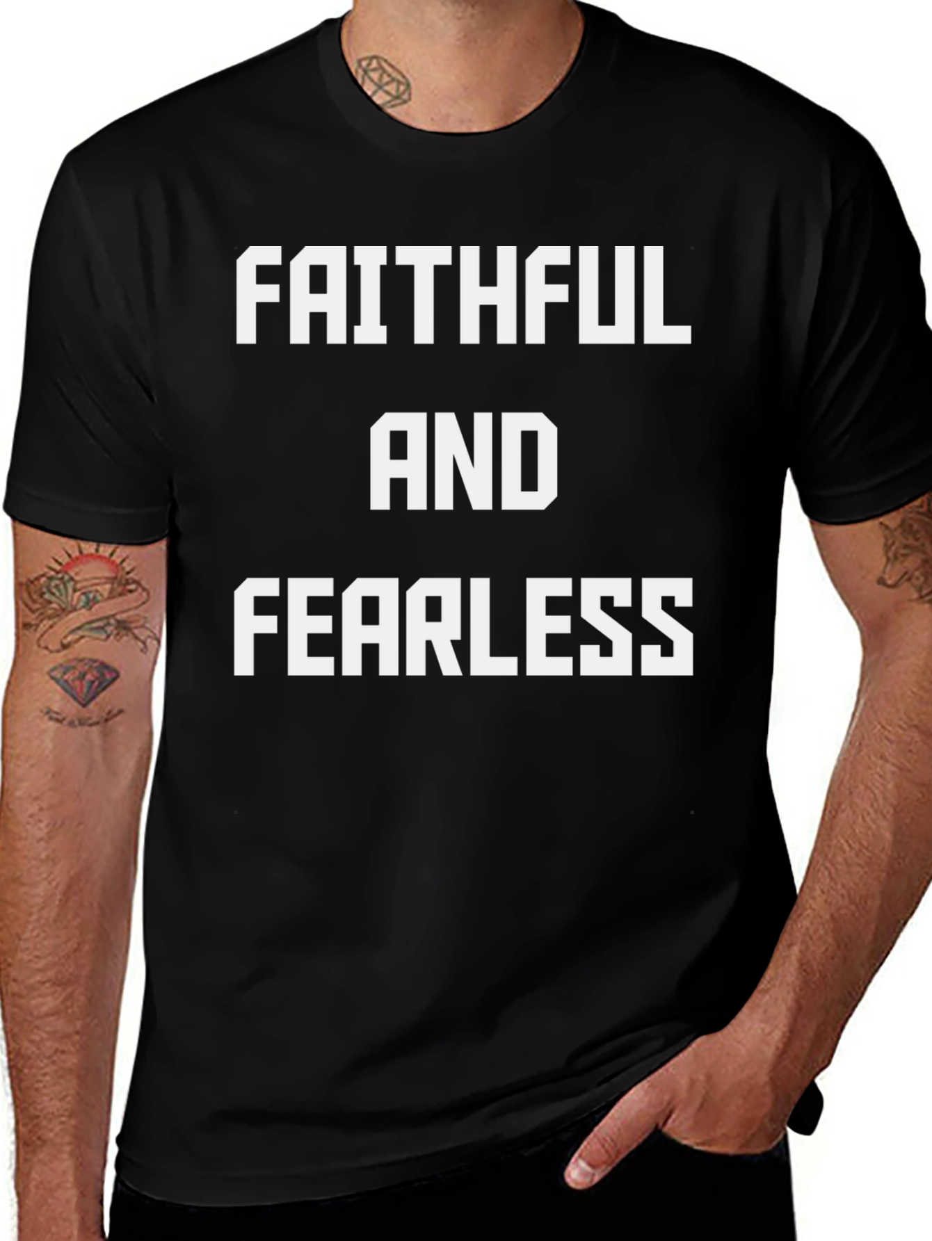 Variant 29 of Faithful and Fearless Graphic Tee - Black