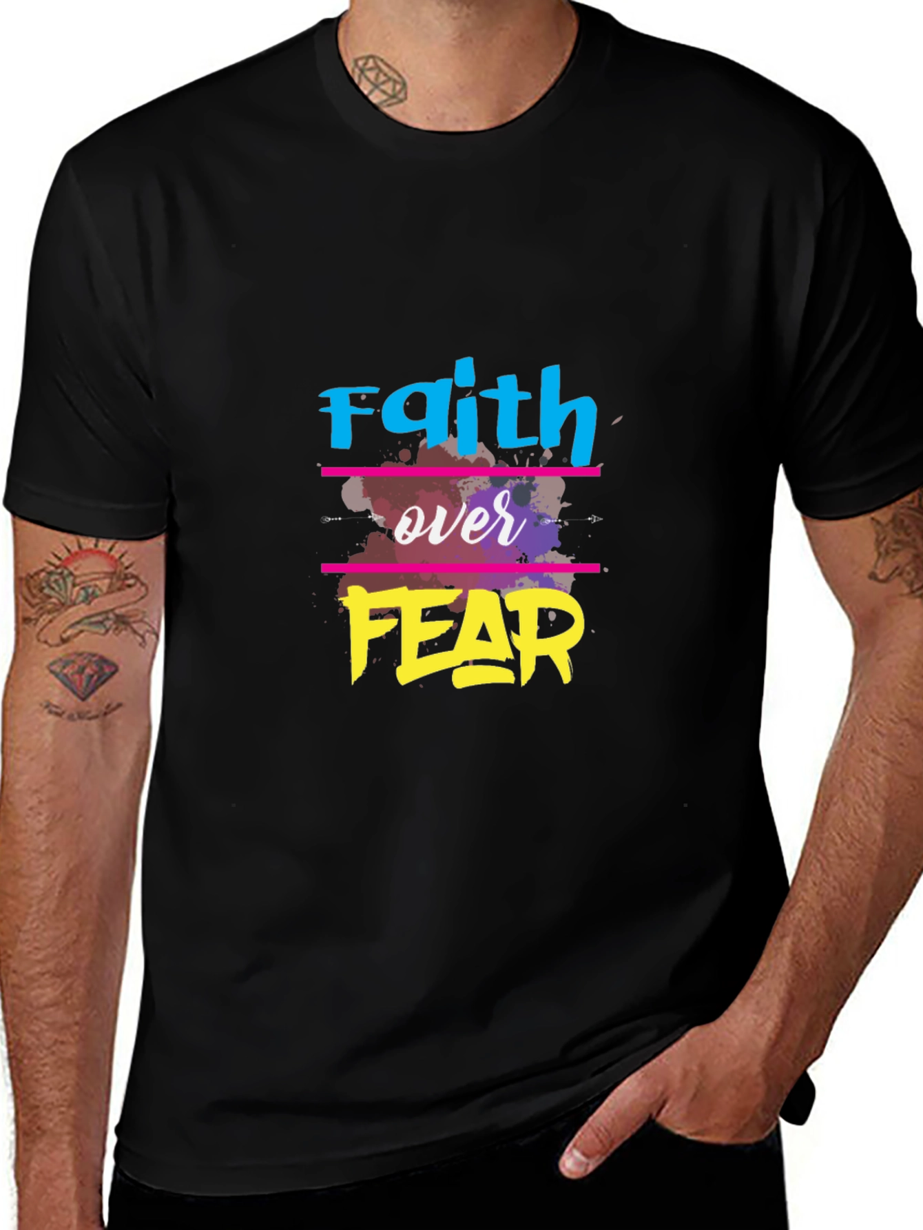 Faith Over Fear Graphic T-Shirt - Black