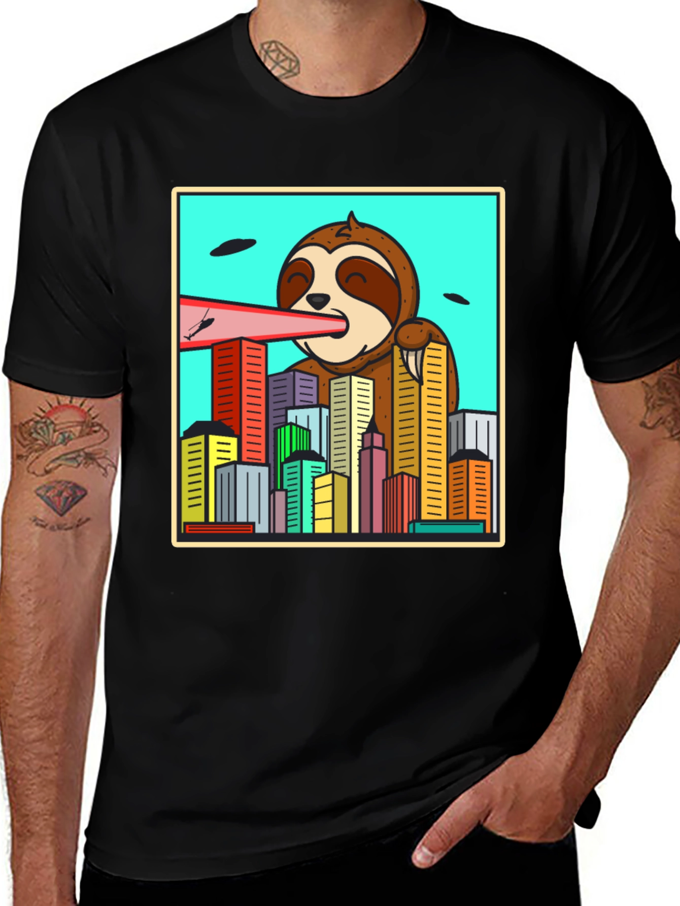 Variant 24 of Slothzilla T-Shirt - City Attack Tee
