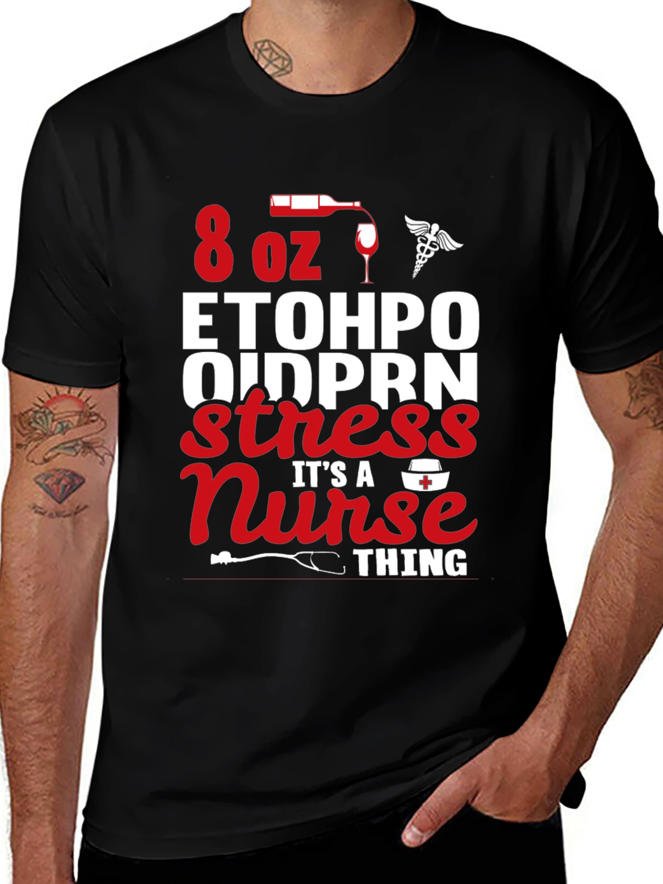 Variant 20 of Funny Nurse T-Shirt - ETOHPO OIDPRN Stress