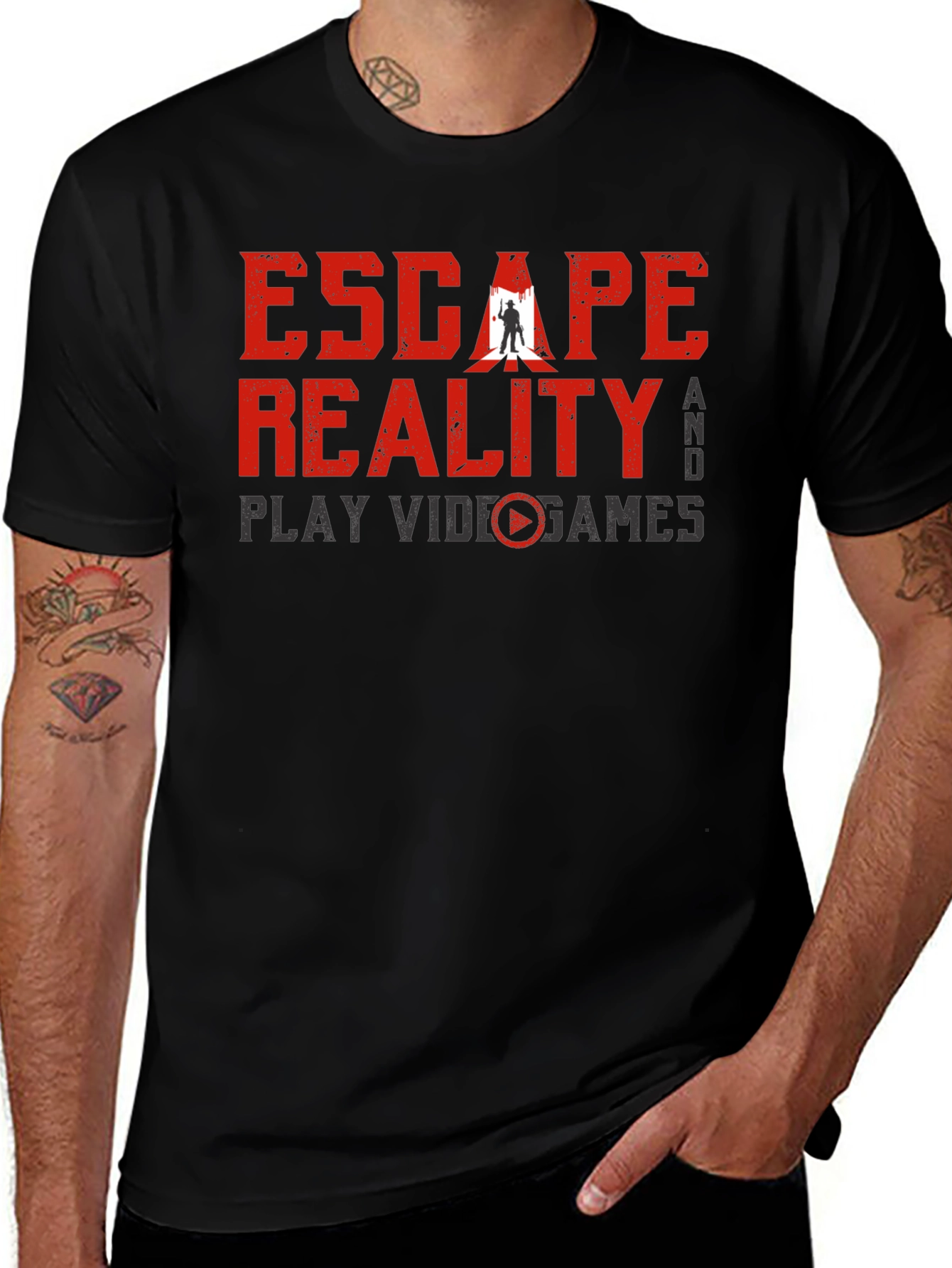 Black Escape Reality Video Game Black T-Shirt main image