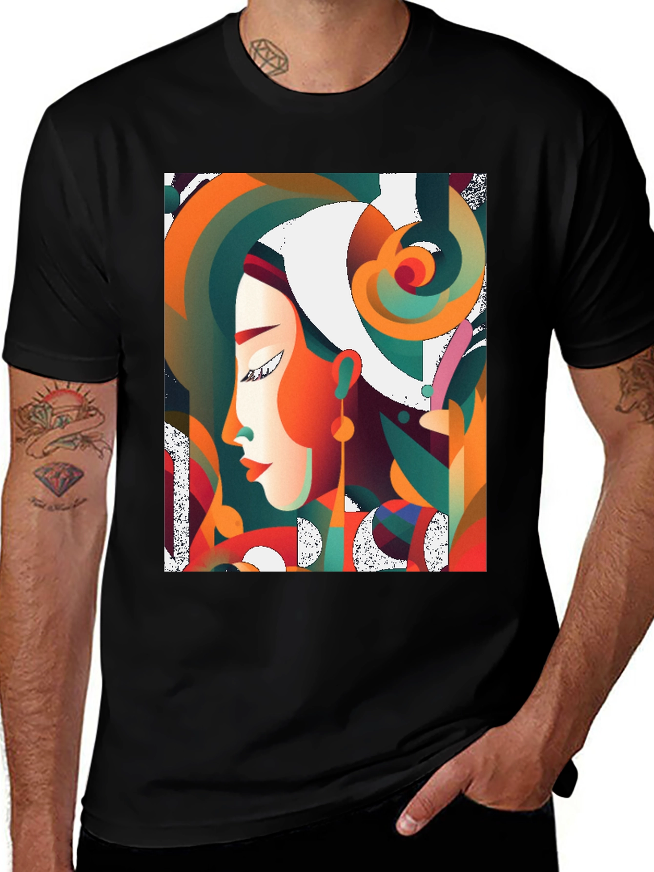 Variant 10 of Abstract Art Woman Graphic Black T-Shirt