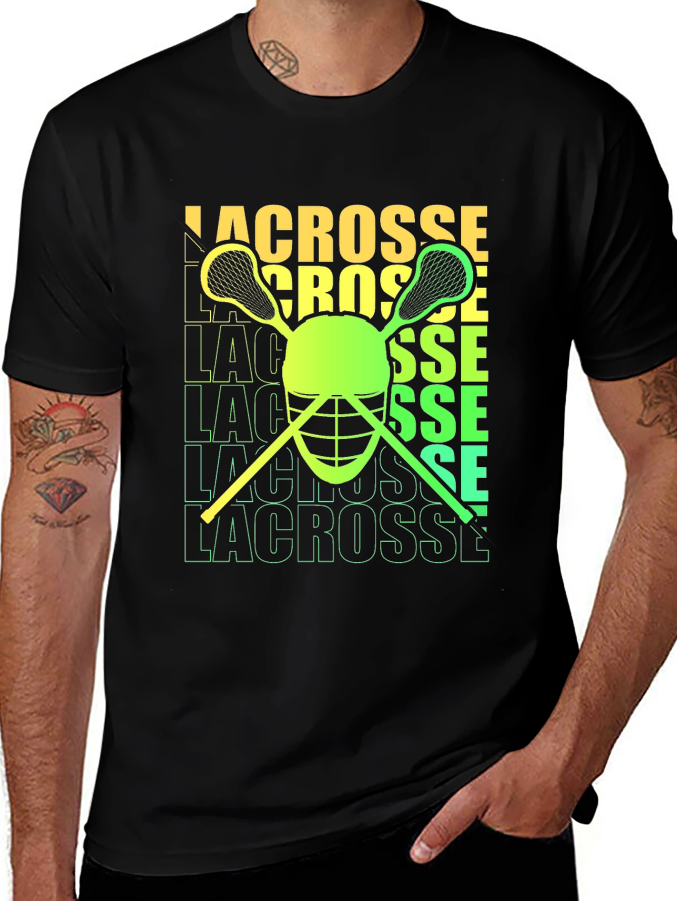 Variant 29 of Lacrosse Helmet & Sticks Graphic T-Shirt