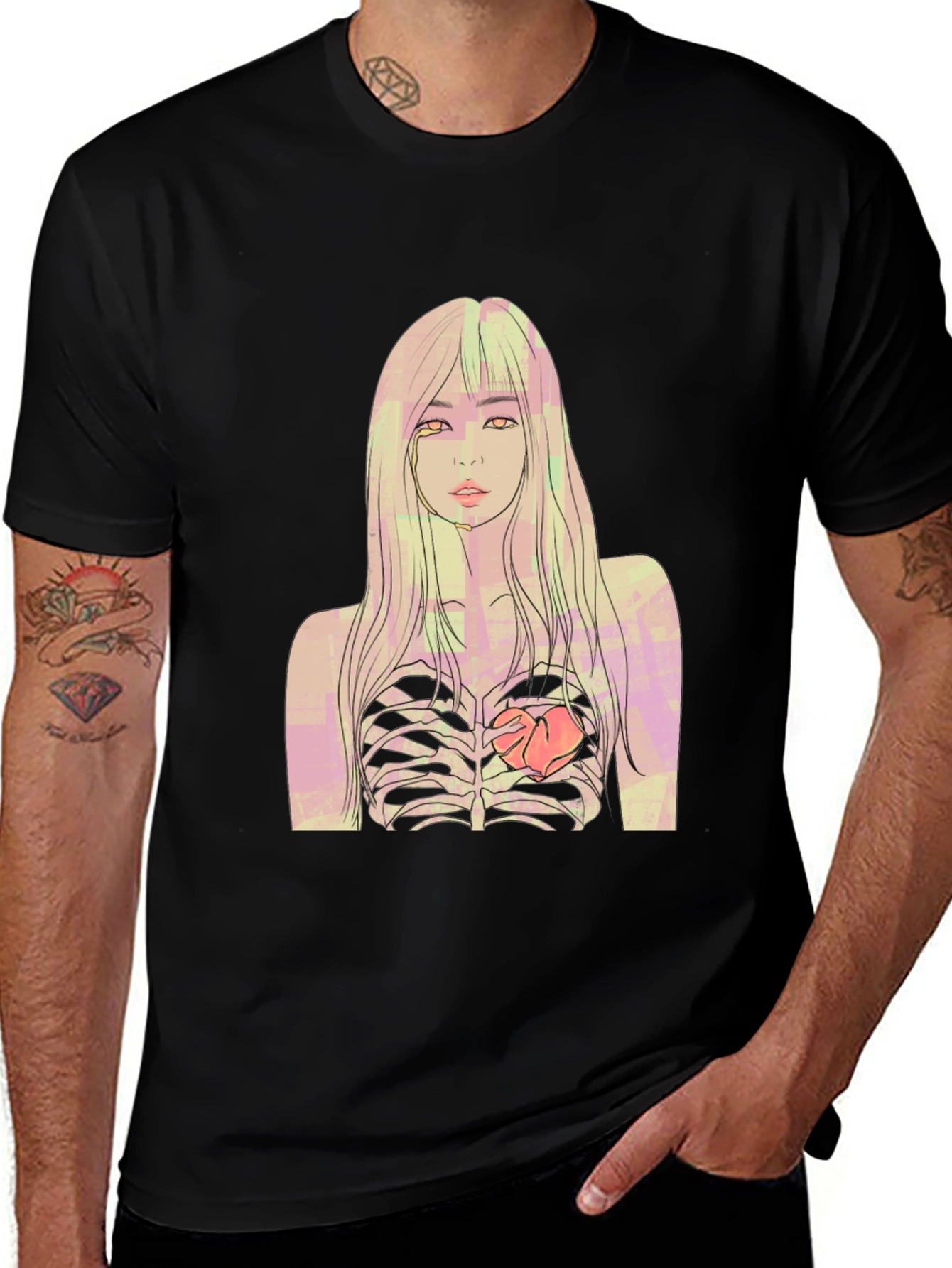 Variant 30 of Edgy Ribcage Graphic Tee - Black Unisex T-Shirt