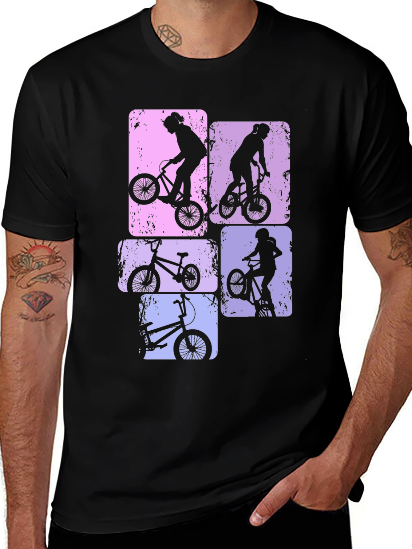 BMX Bike Silhouette Graphic Print T-Shirt