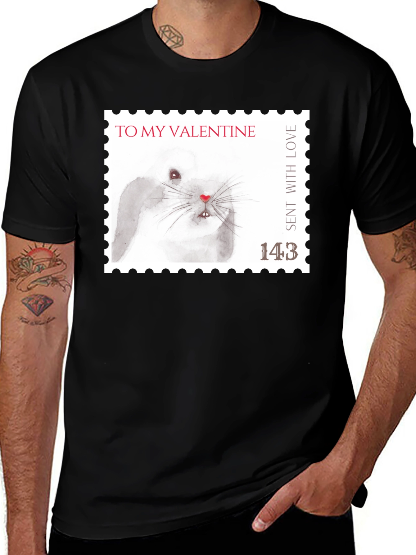 Variant 16 of Valentine Rabbit Stamp Graphic Tee