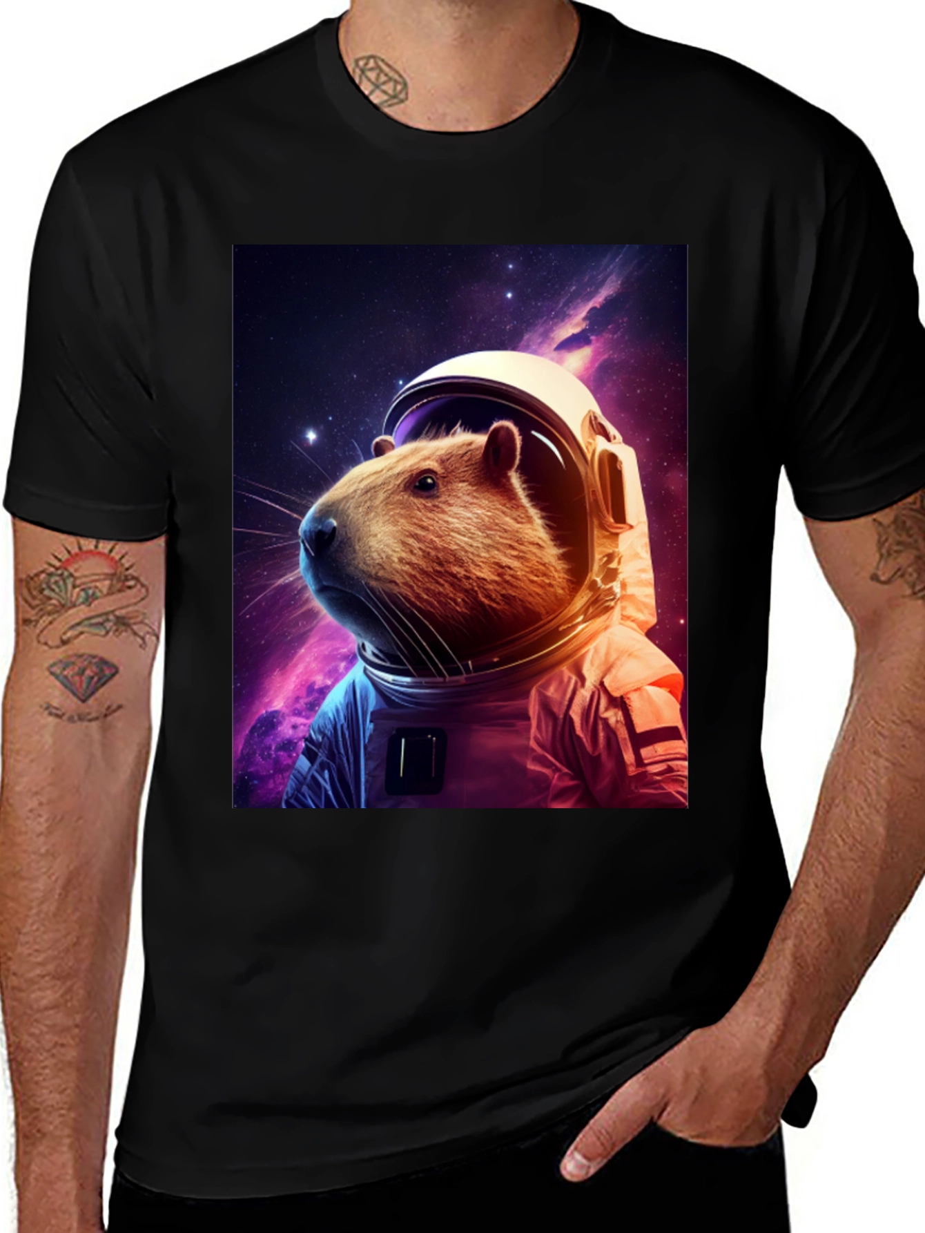 Variant 5 of Capybara Astronaut T-Shirt - Space Rodent Tee