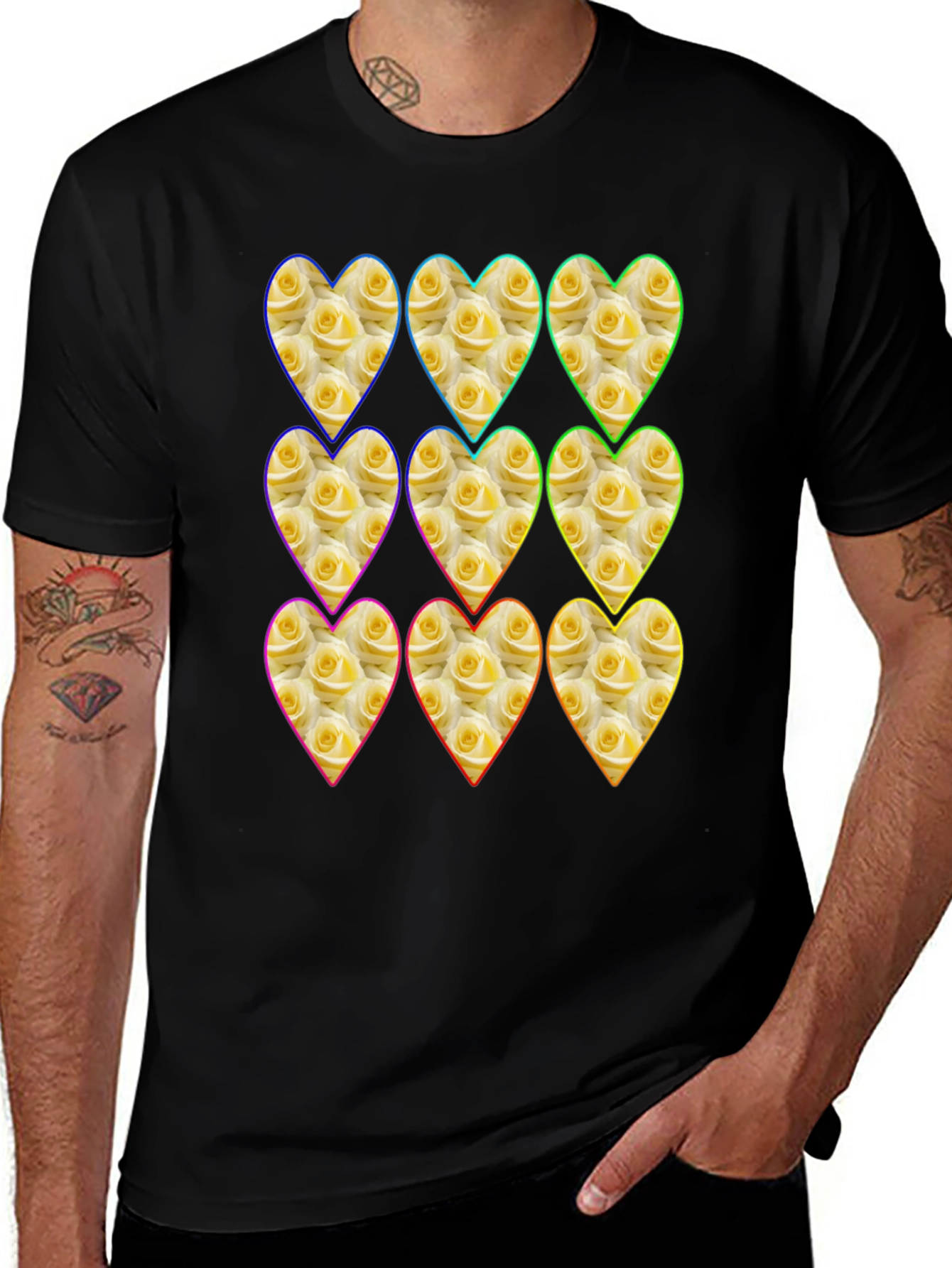 Variant 23 of Floral Heart Pattern Graphic Tee