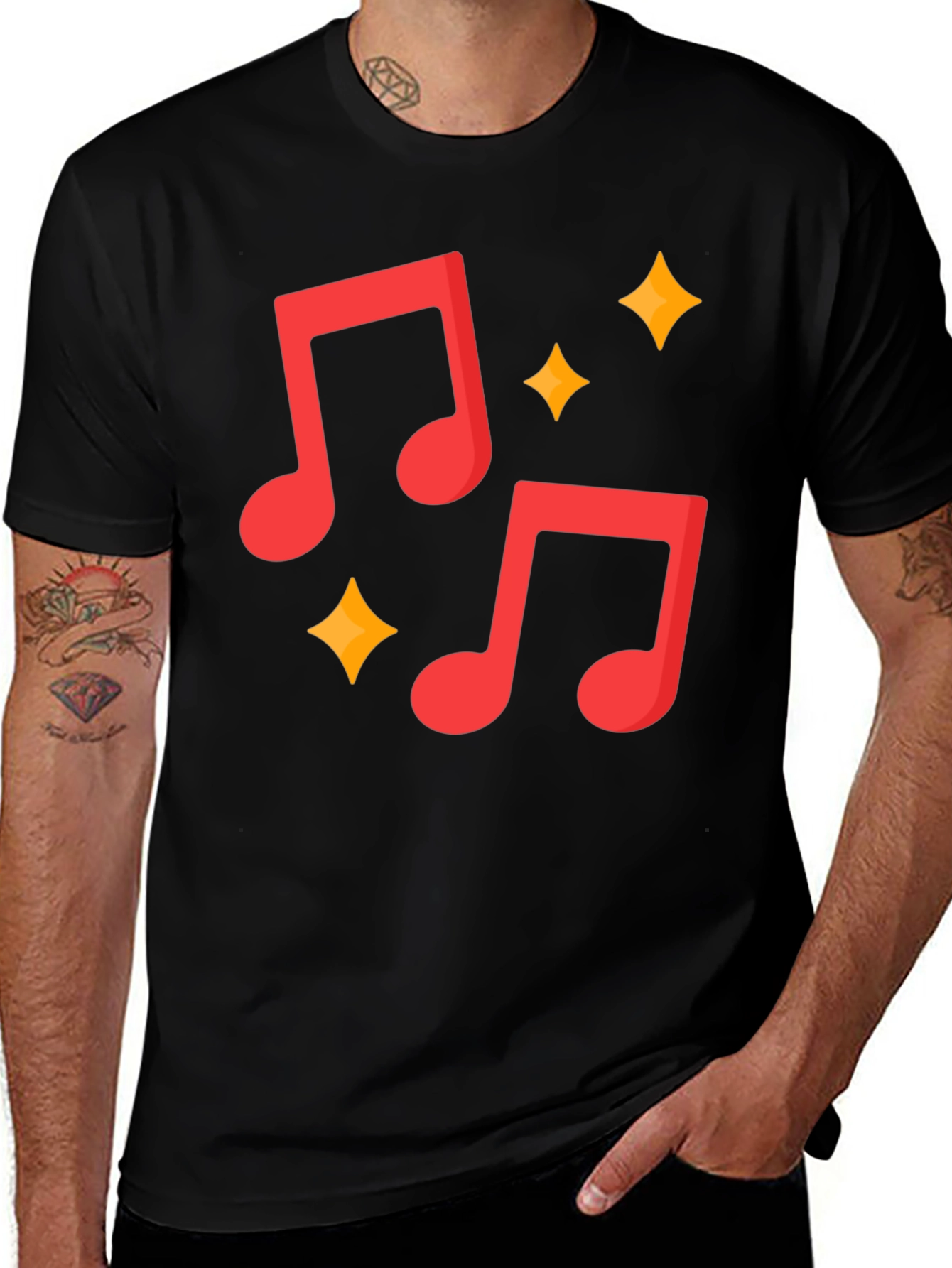 Variant 15 of Musical Note Graphic Black T-Shirt