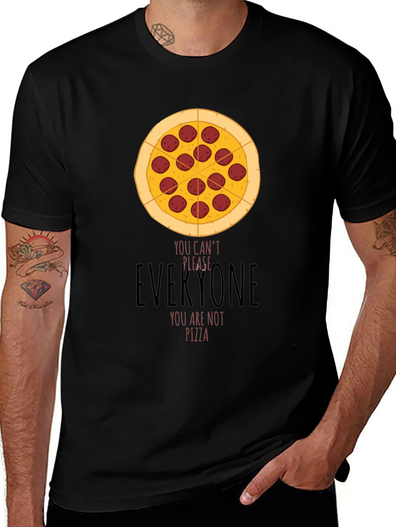 Variant 2 of Pizza Graphic Tee - "You Can't Please Everyone" Black T-Shirt