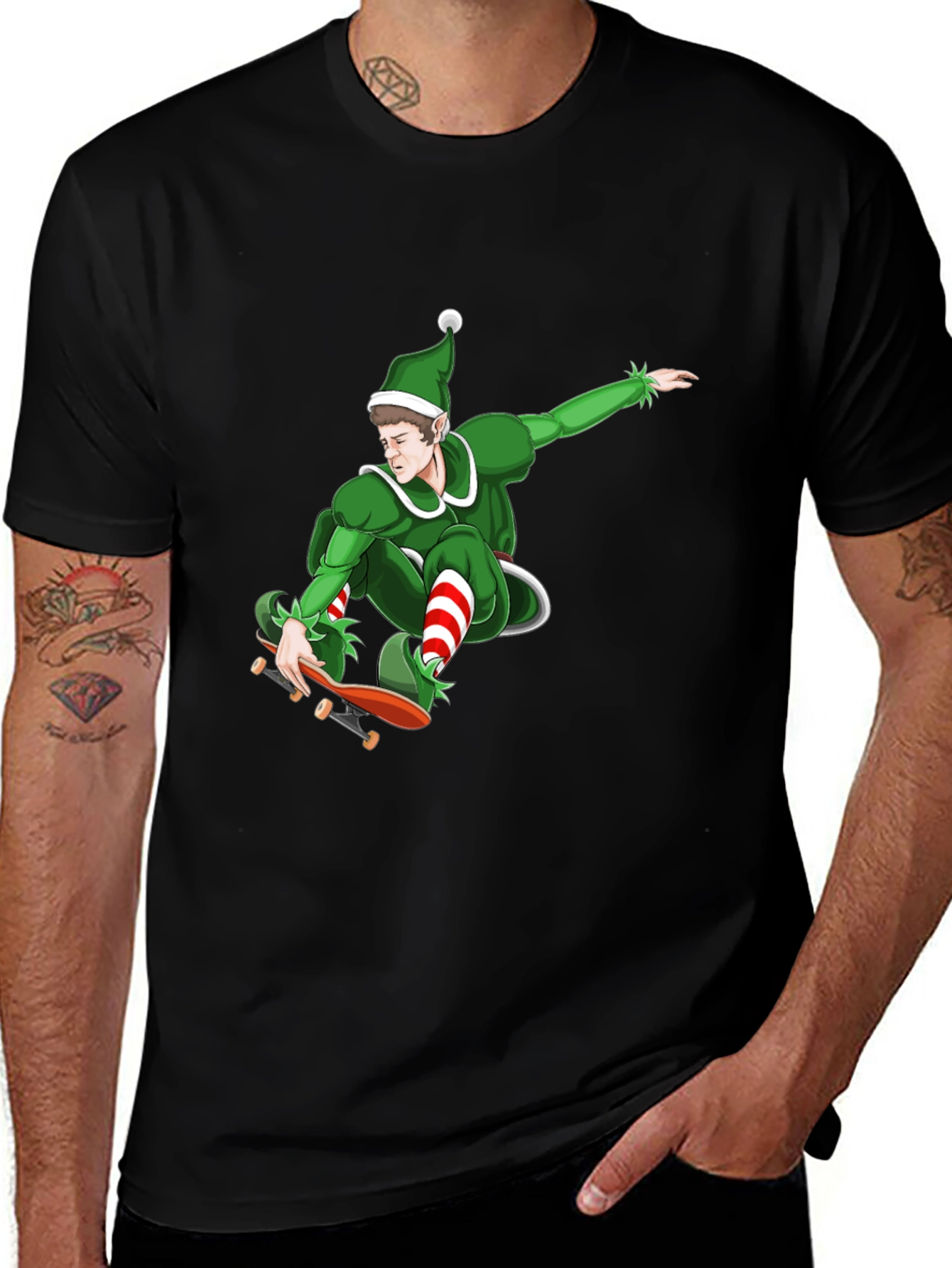 Variant 22 of Skateboarding Elf T-Shirt - Holiday Fun!