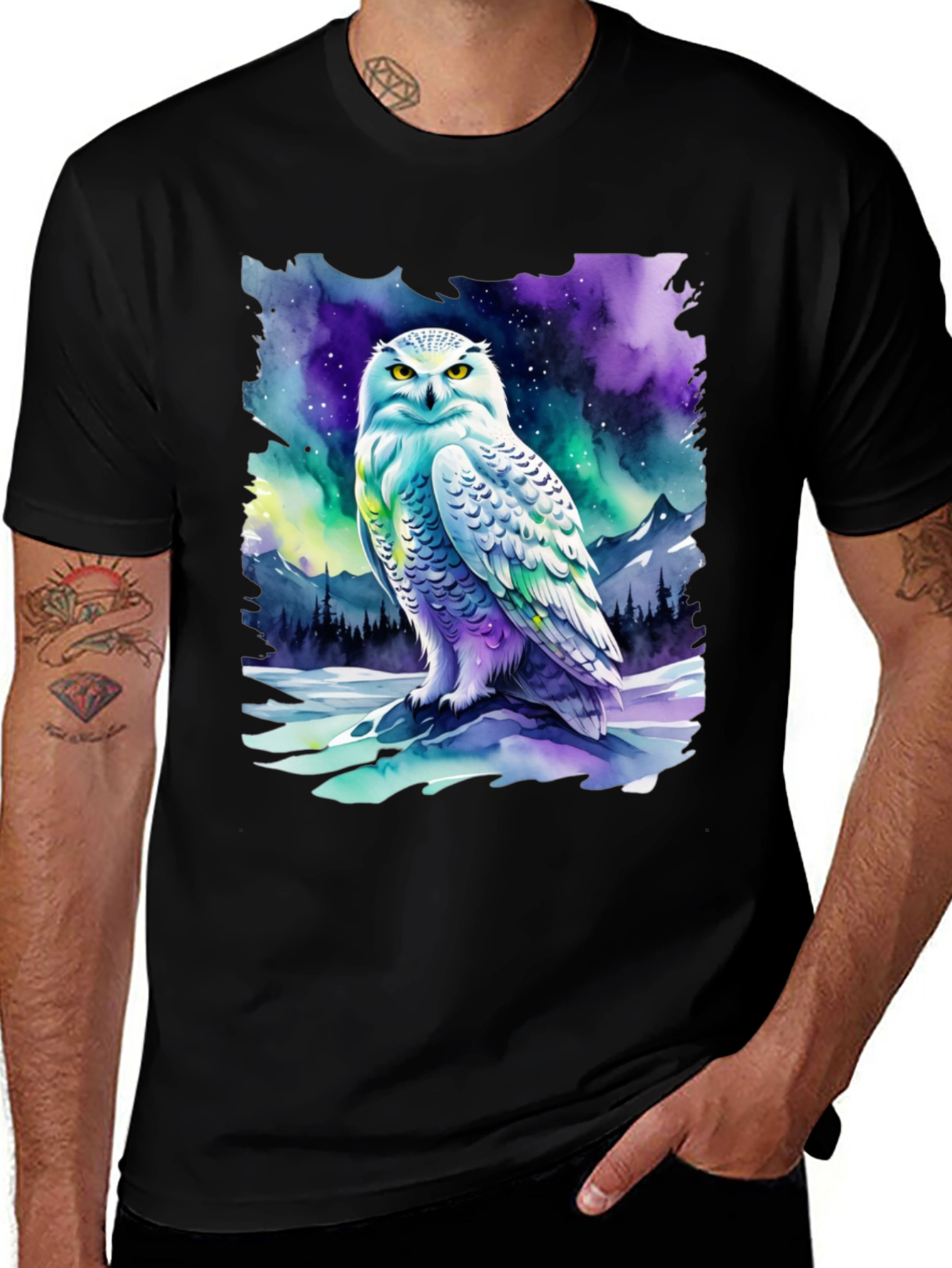 Variant 11 of Watercolor Snowy Owl Graphic Tee